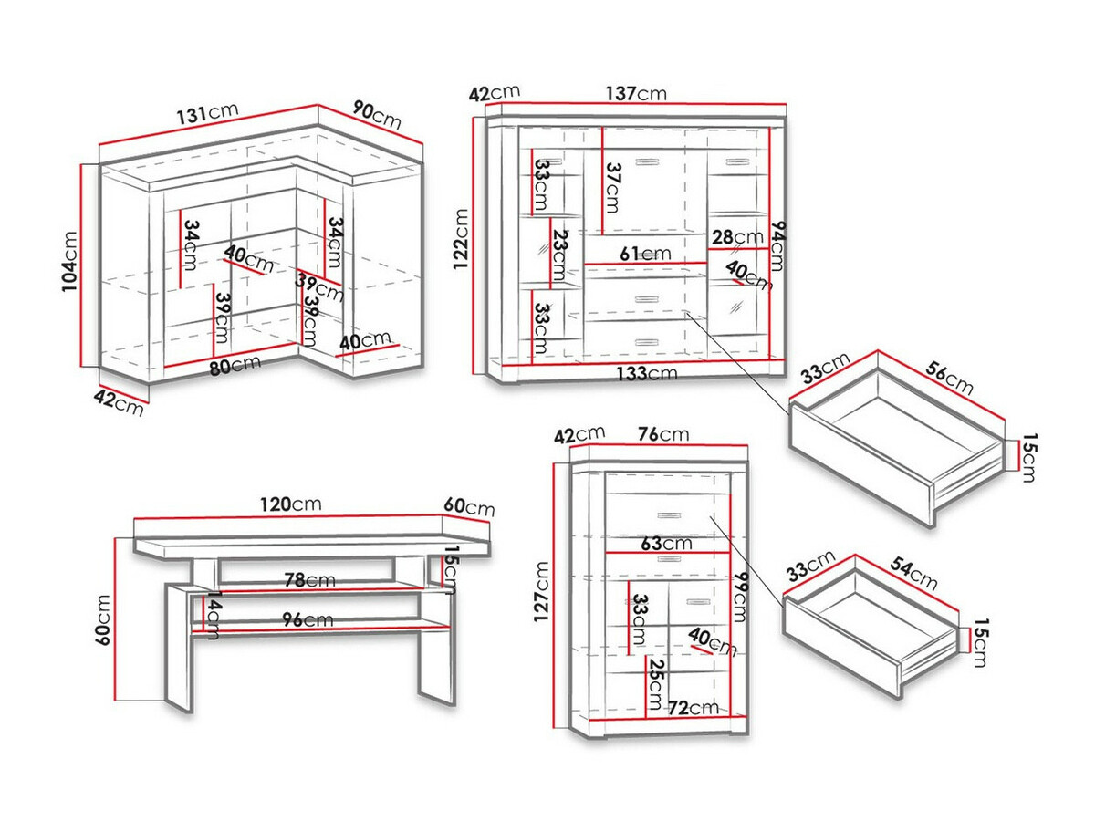 Wohnzimmer-Set Serfeno 121 (Craft weiss)