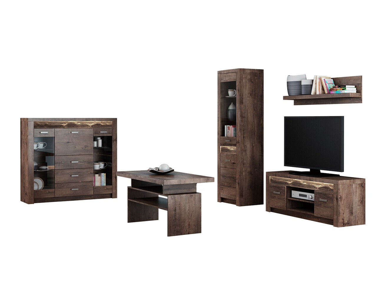 Wohnzimmer-Set Serfeno 122 (Esche dunkel)