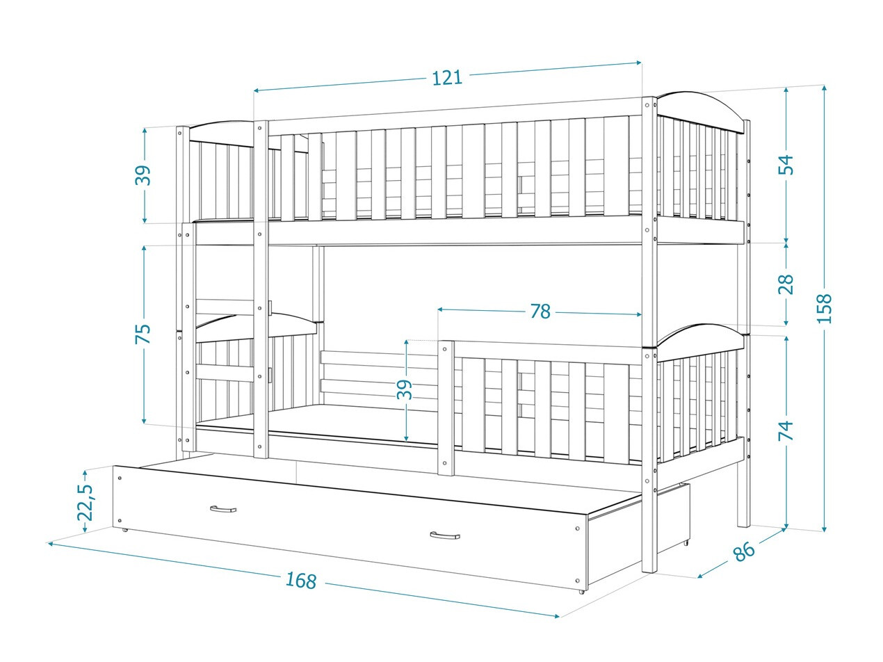 Etagenbett Aurora 104 (Weiss)