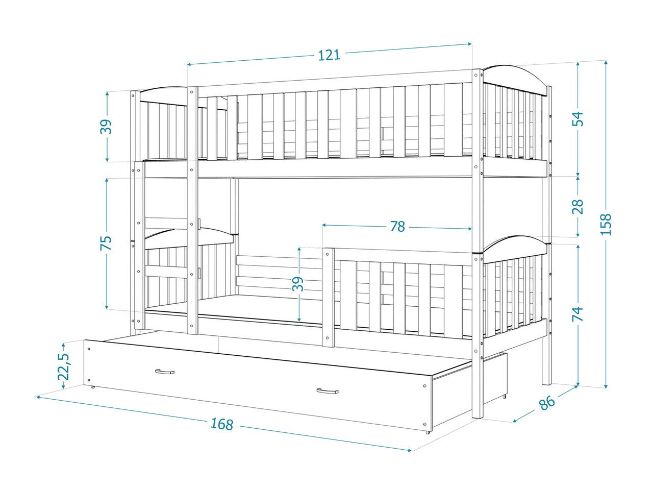 Etagenbett Aurora 104 (Weiss)