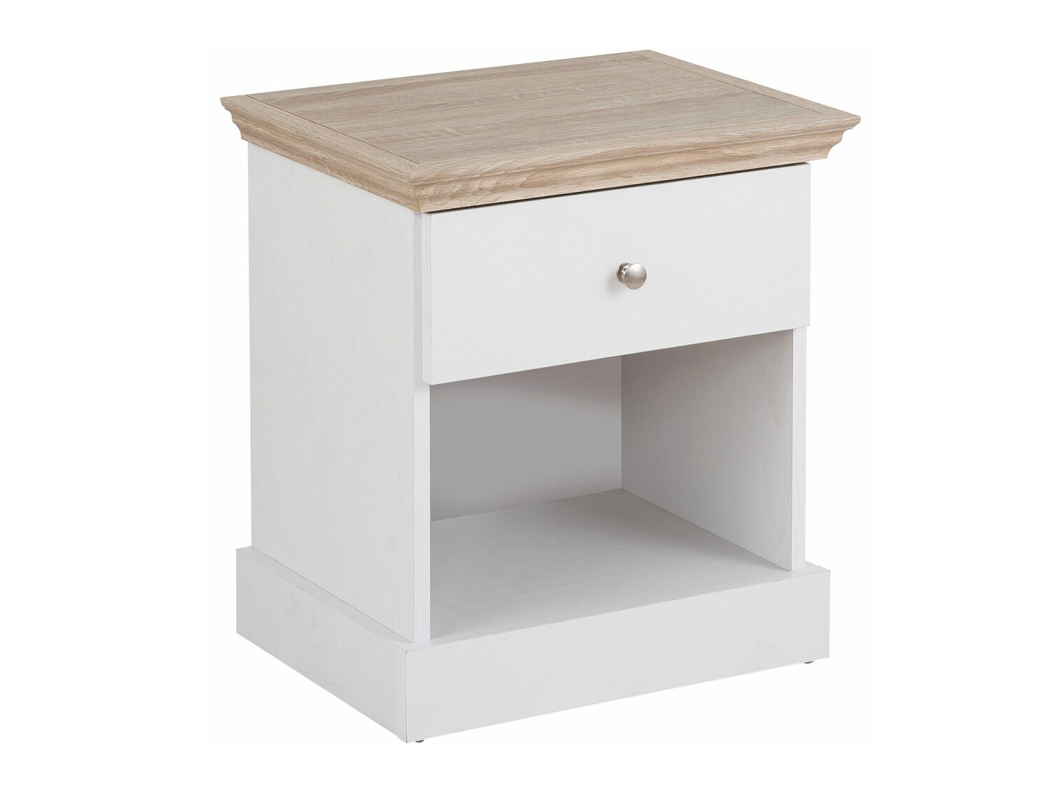 Nachttisch Lirveri 111 (Weiss + Eichenholzoptik hell)