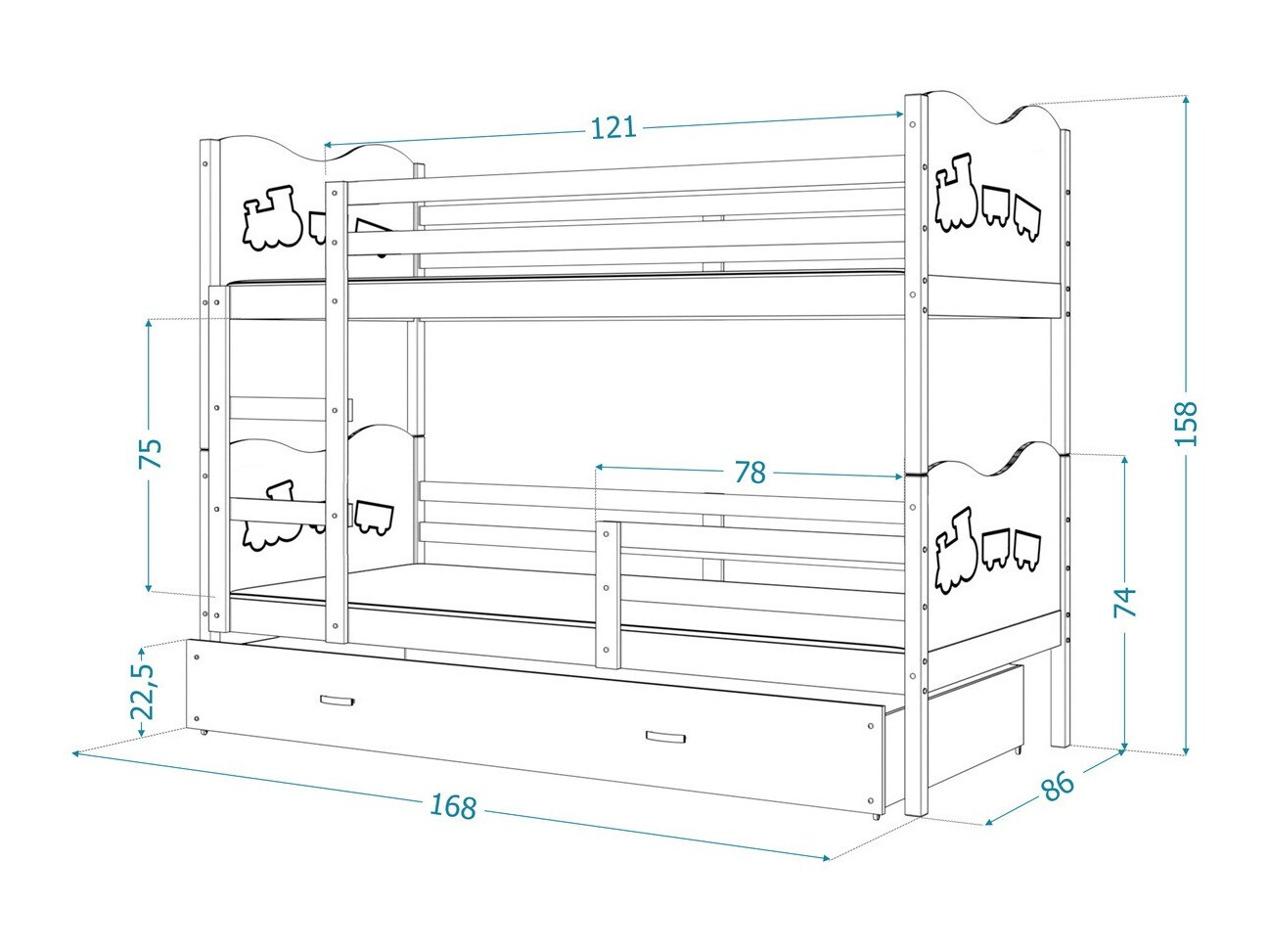 Etagenbett Aurora 110 (Weiss)