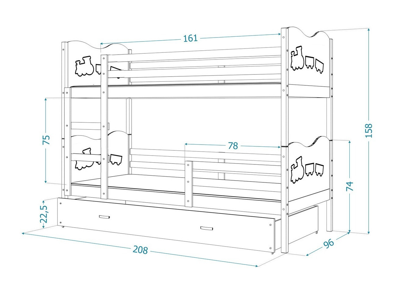Etagenbett Aurora 112 (Weiss)