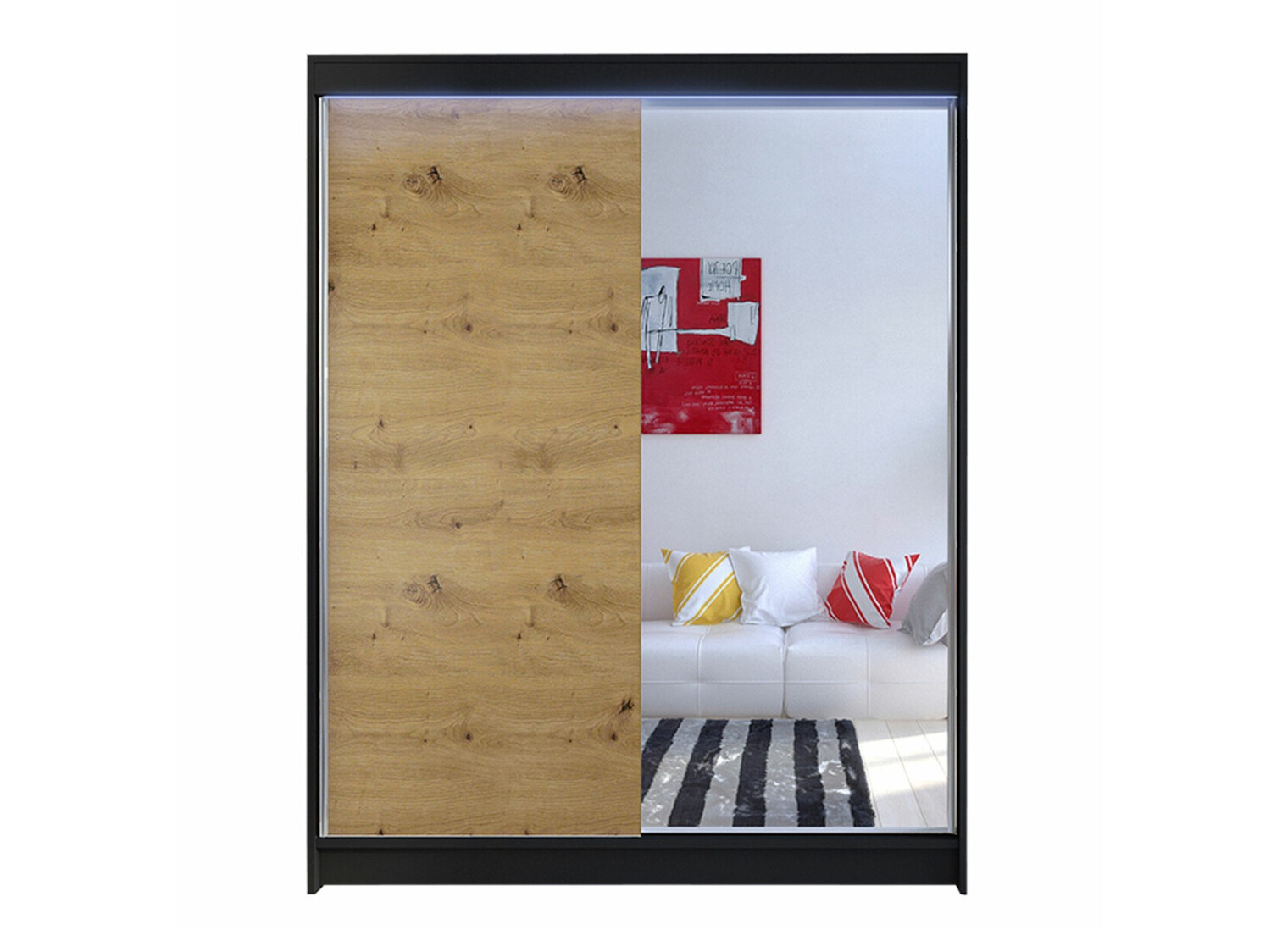 Kleiderschrank Closico Vastor I (Schwarz + Artisan-Eiche)