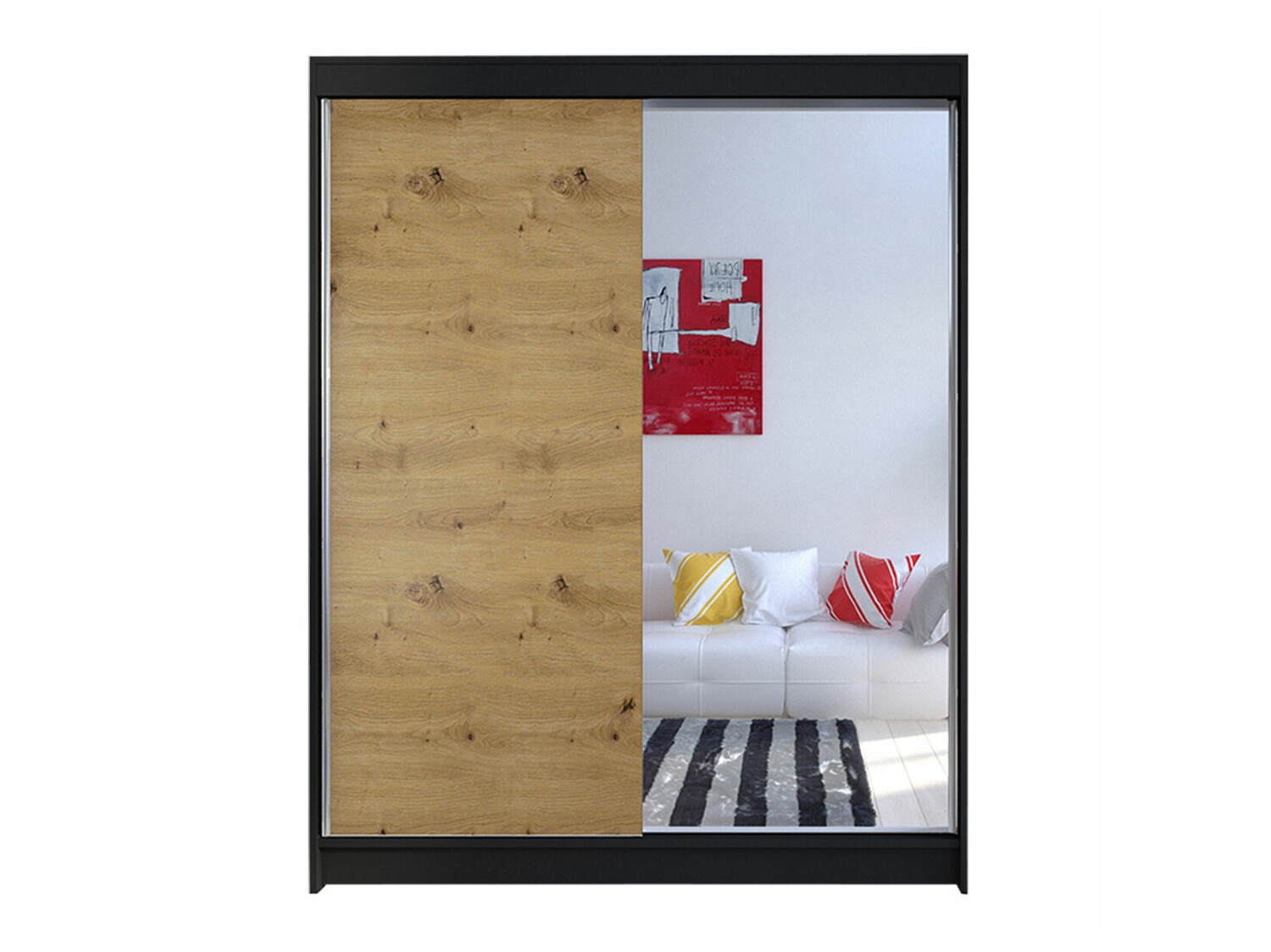Kleiderschrank Closico Vastor I (Schwarz + Artisan Eichenholzoptik)