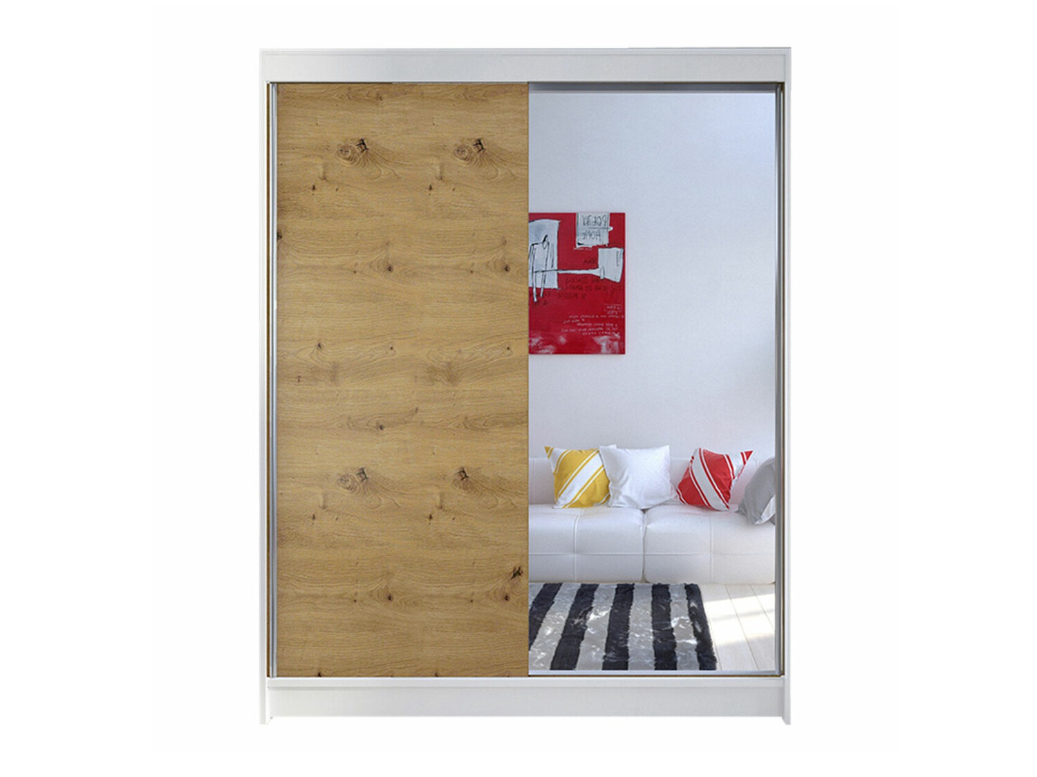 Kleiderschrank Closico Vastor I (Weiss + Artisan Eichenholzoptik)