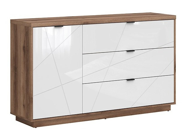 Kommode Fivale 100 (Delano-Eiche dunkel + Weiss glänzend)