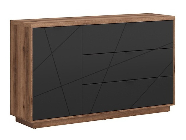 Kommode Fivale 100 (Dunkle Delano-Eiche + Mattschwarz)