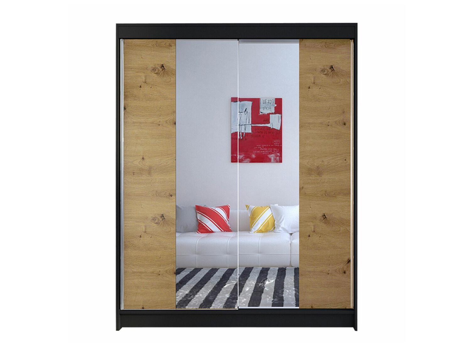 Kleiderschrank Closico Vastor II (Schwarz + Artisan Eichenholzoptik)