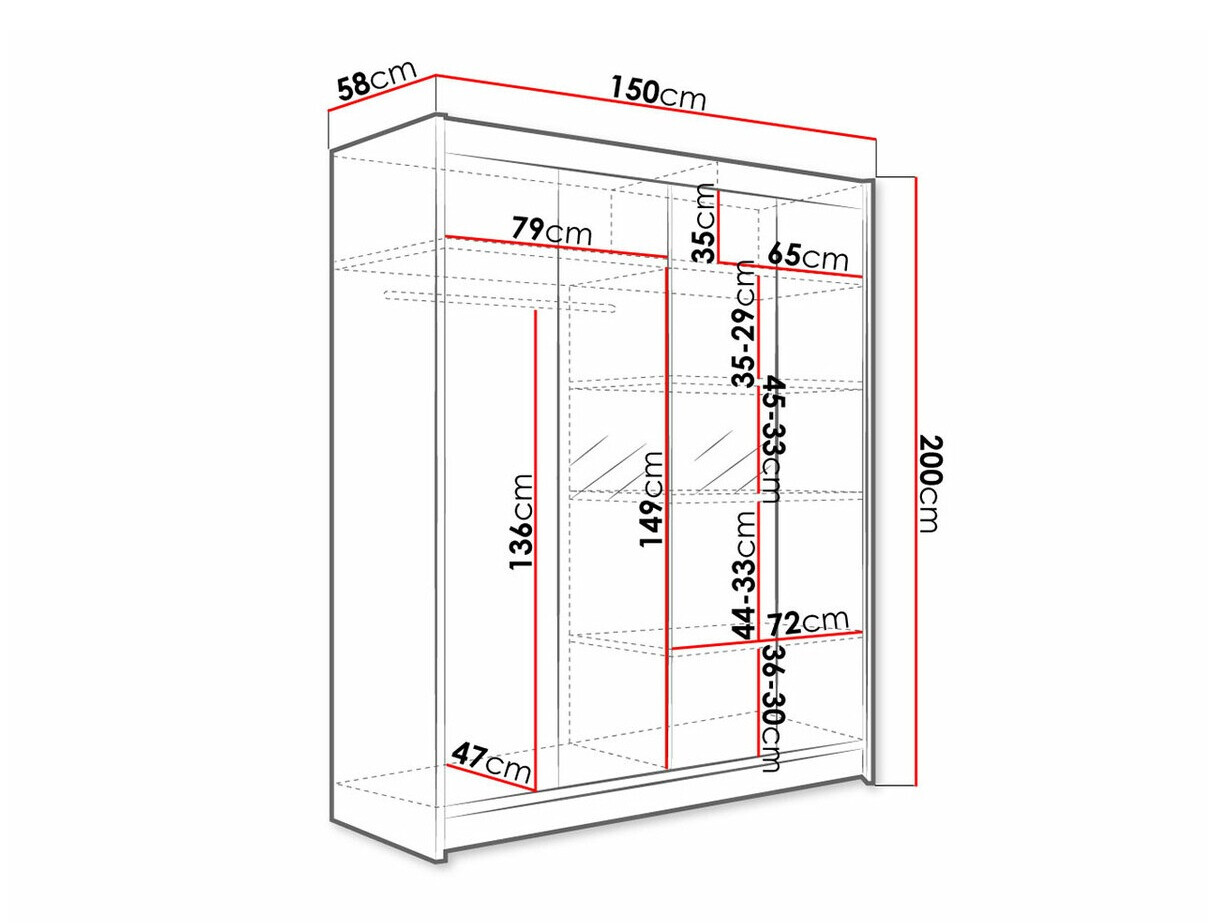 Kleiderschrank Closico Vastor II (Schwarz + Artisan Eichenholzoptik)