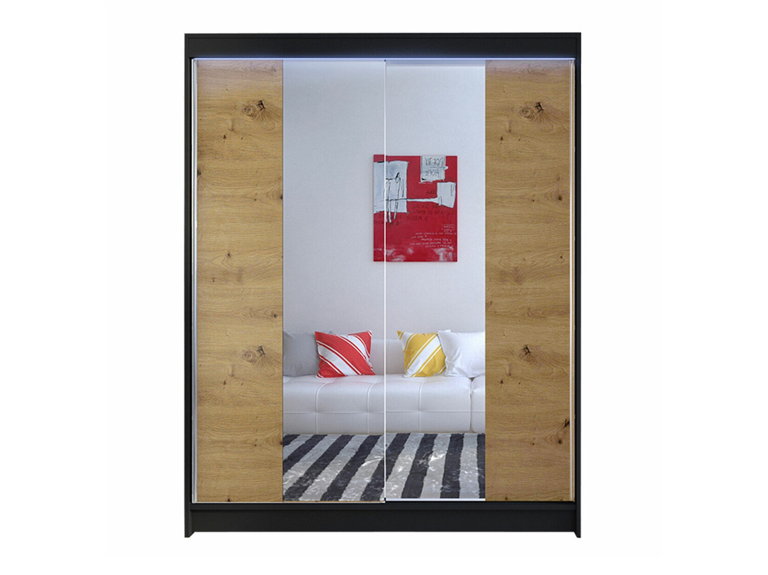 Kleiderschrank Closico Vastor II (Schwarz + Artisan Eichenholzoptik)