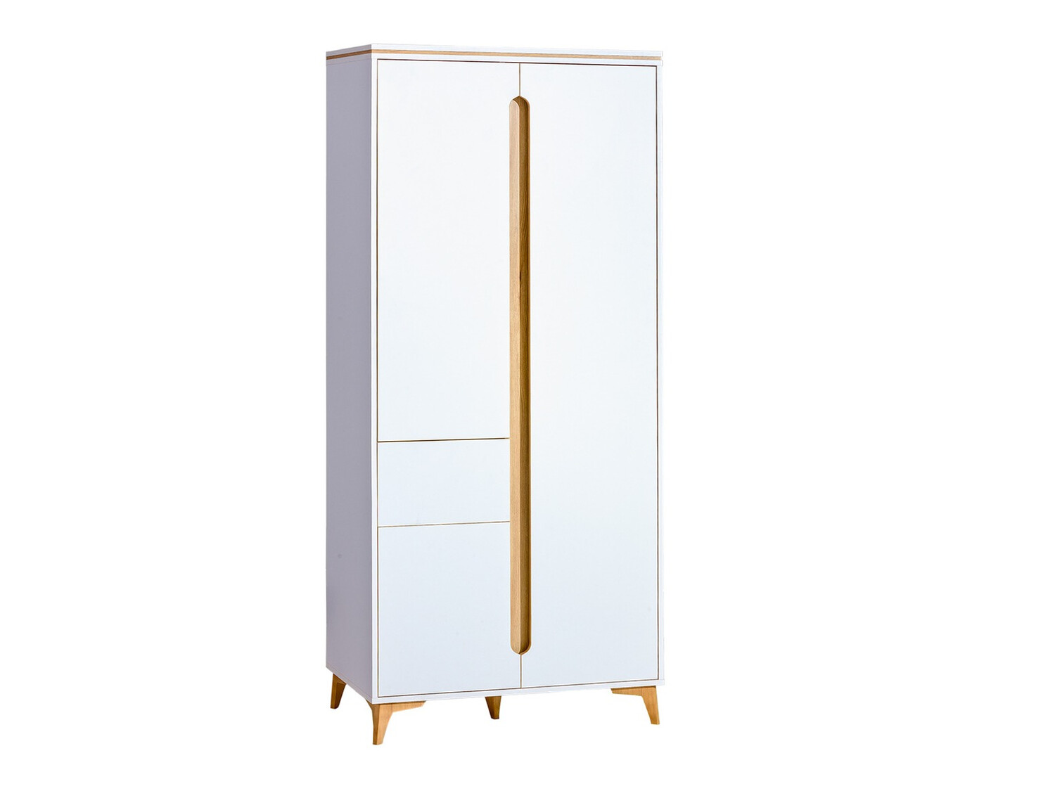 Kleiderschrank Ogden H100 (Weiss + Helles Holz)