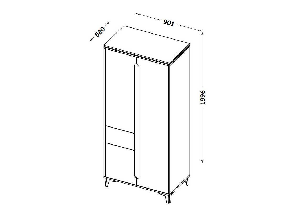 Kleiderschrank Ogden H100 (Weiss + Helles Holz)