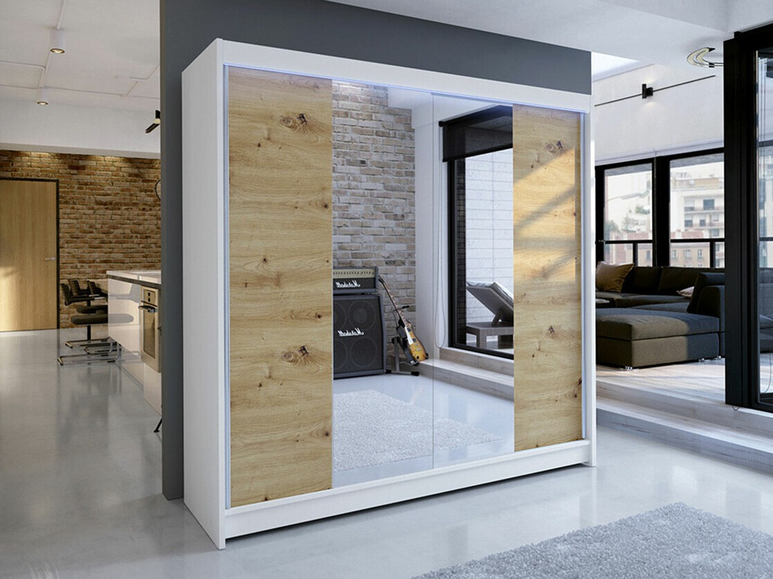 Kleiderschrank Closico 138 (Weiss + Artisan Eichenholzoptik)