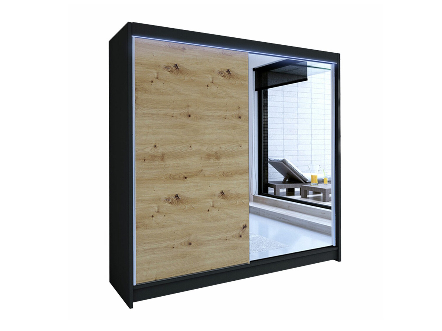 Kleiderschrank Closico Cavaris I (Schwarz + Artisan-Eiche)