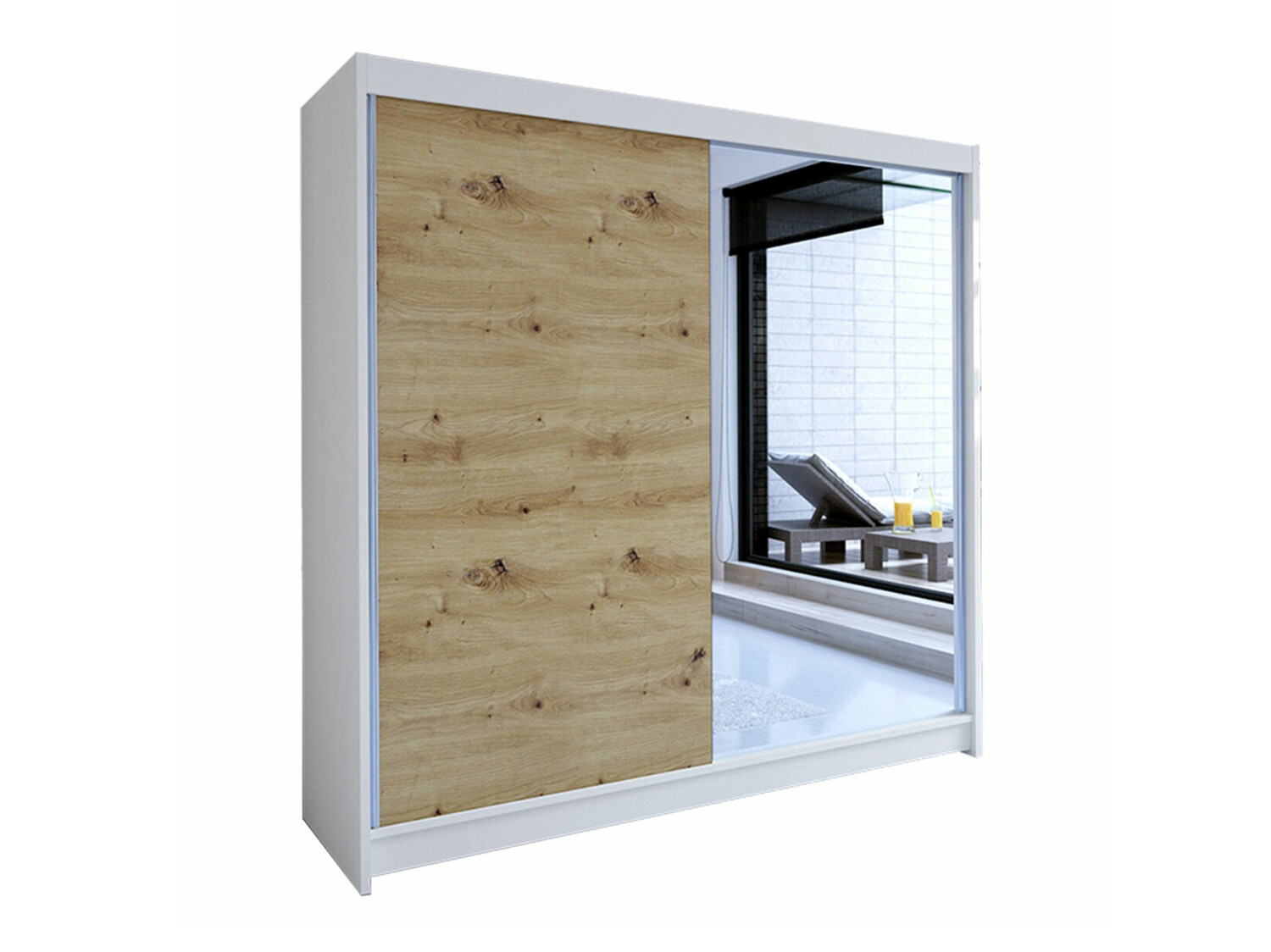 Kleiderschrank Closico Cavaris I (Weiss + Artisan Eichenholzoptik)
