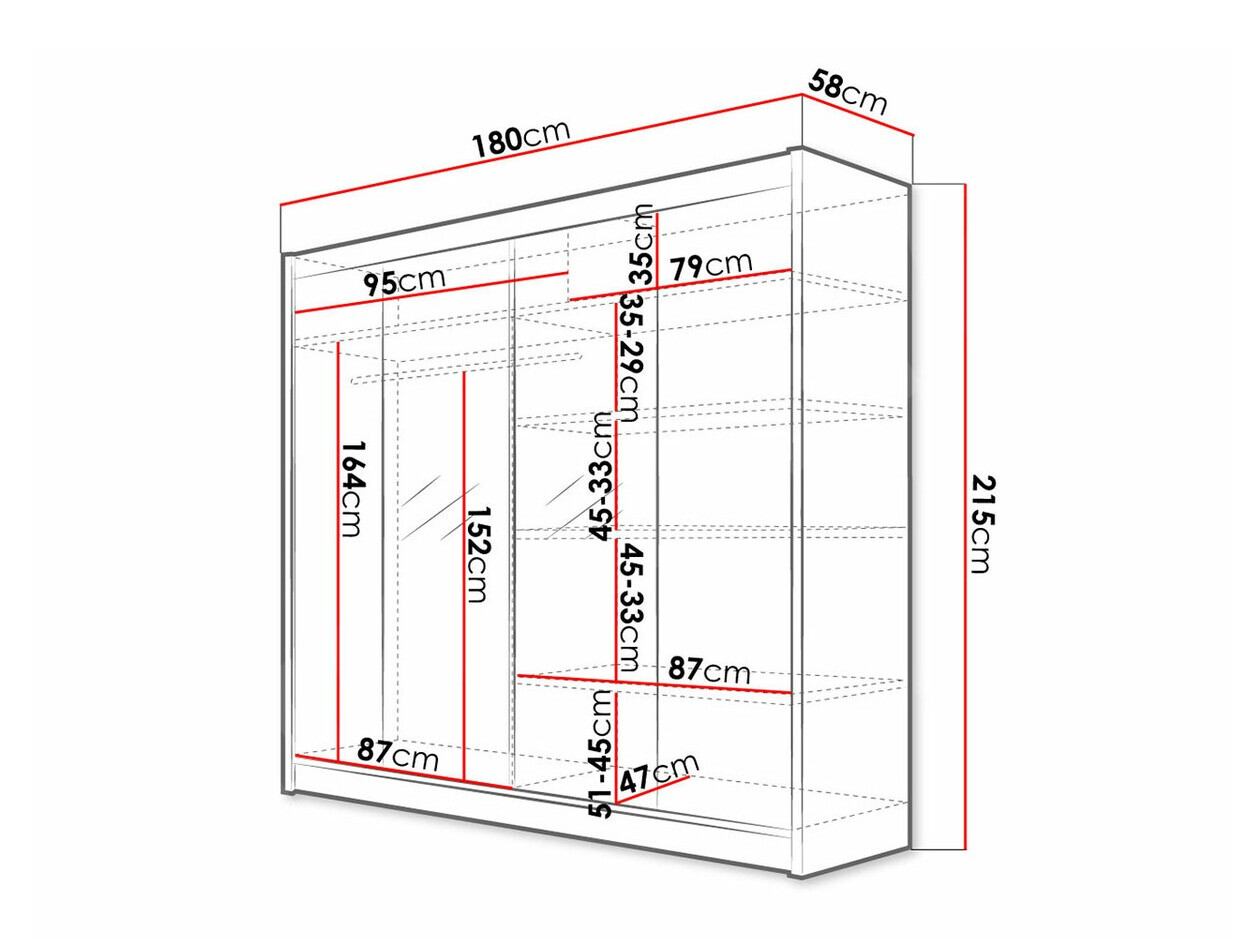 Kleiderschrank Closico Cavaris II (Schwarz + Artisan Eichenholzoptik)