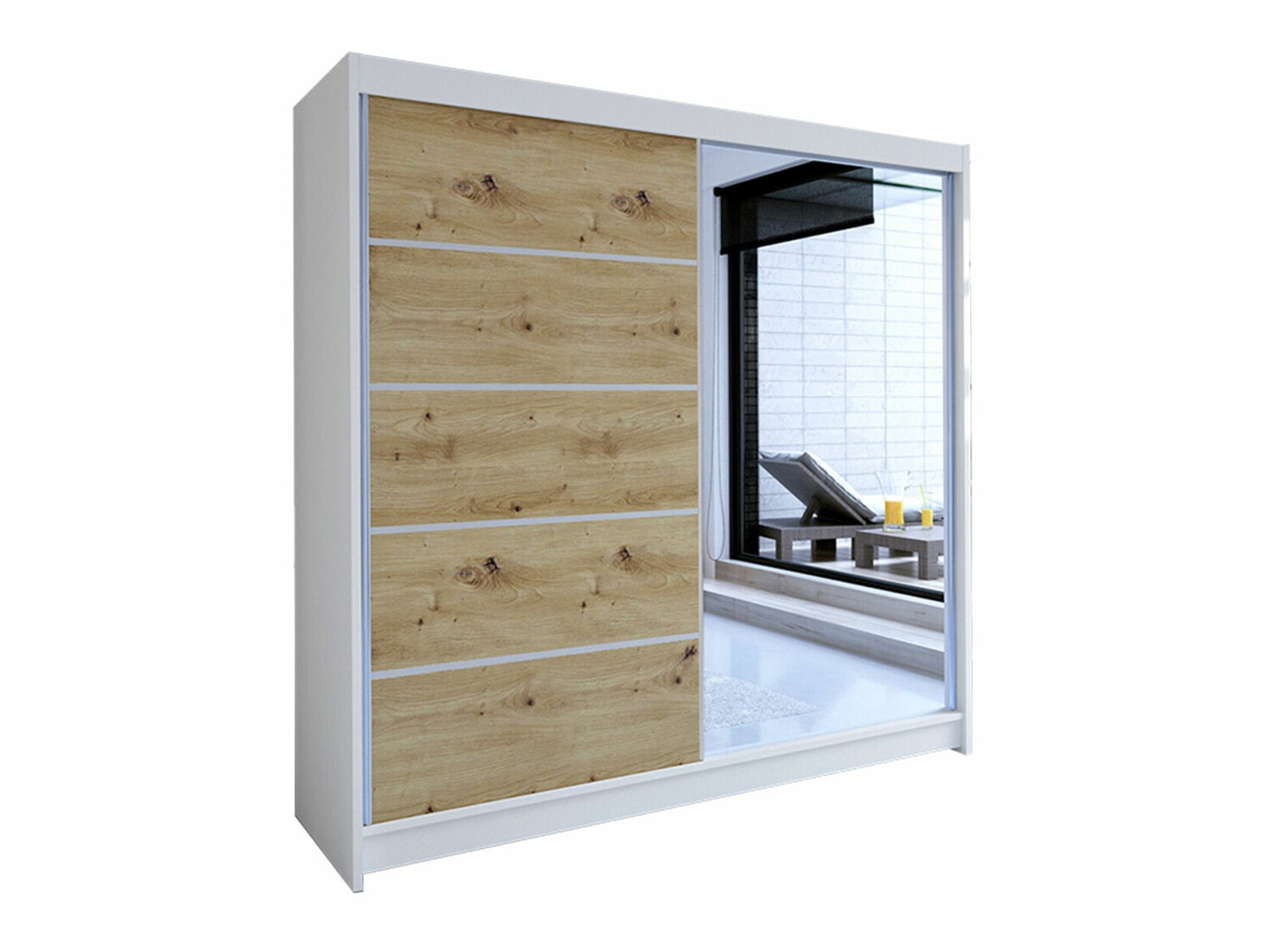 Kleiderschrank Closico Cavaris III (Weiss + Artisan-Eiche)