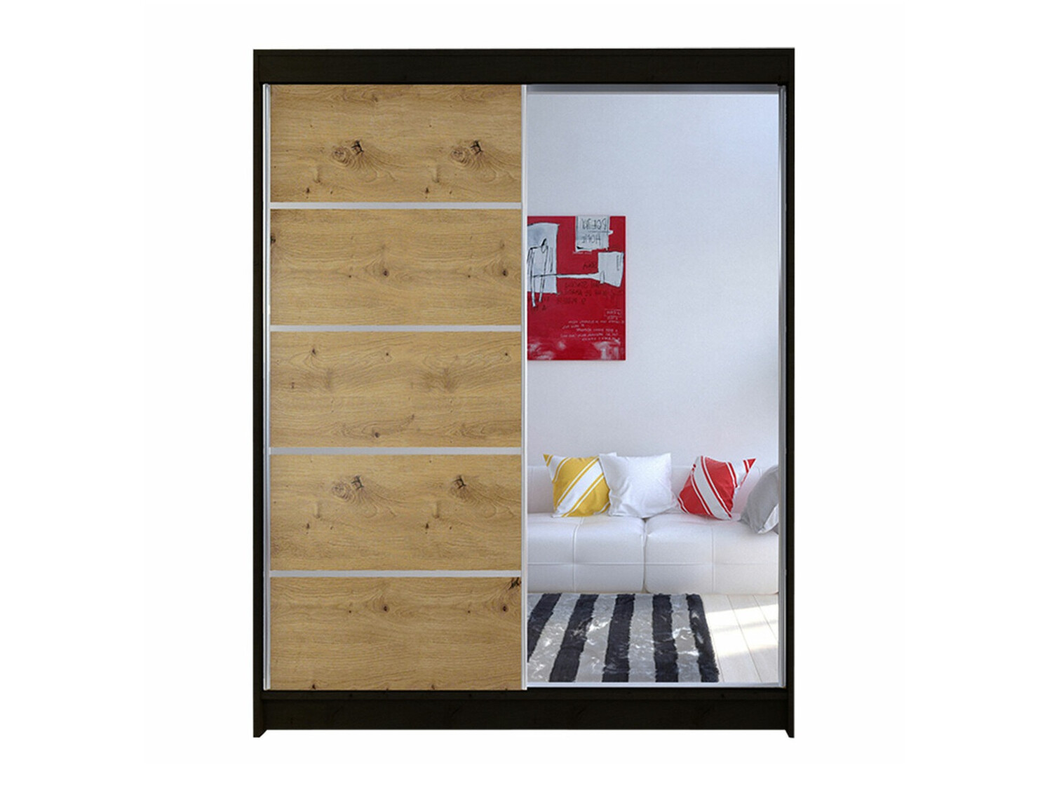 Kleiderschrank Closico Vastor III (Schwarz + Artisan Eichenholzoptik)