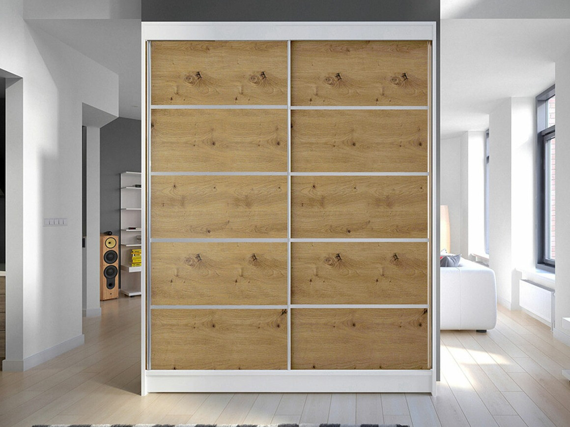 Kleiderschrank Closico Vastor IV (Weiss + Artisan Eichenholzoptik)