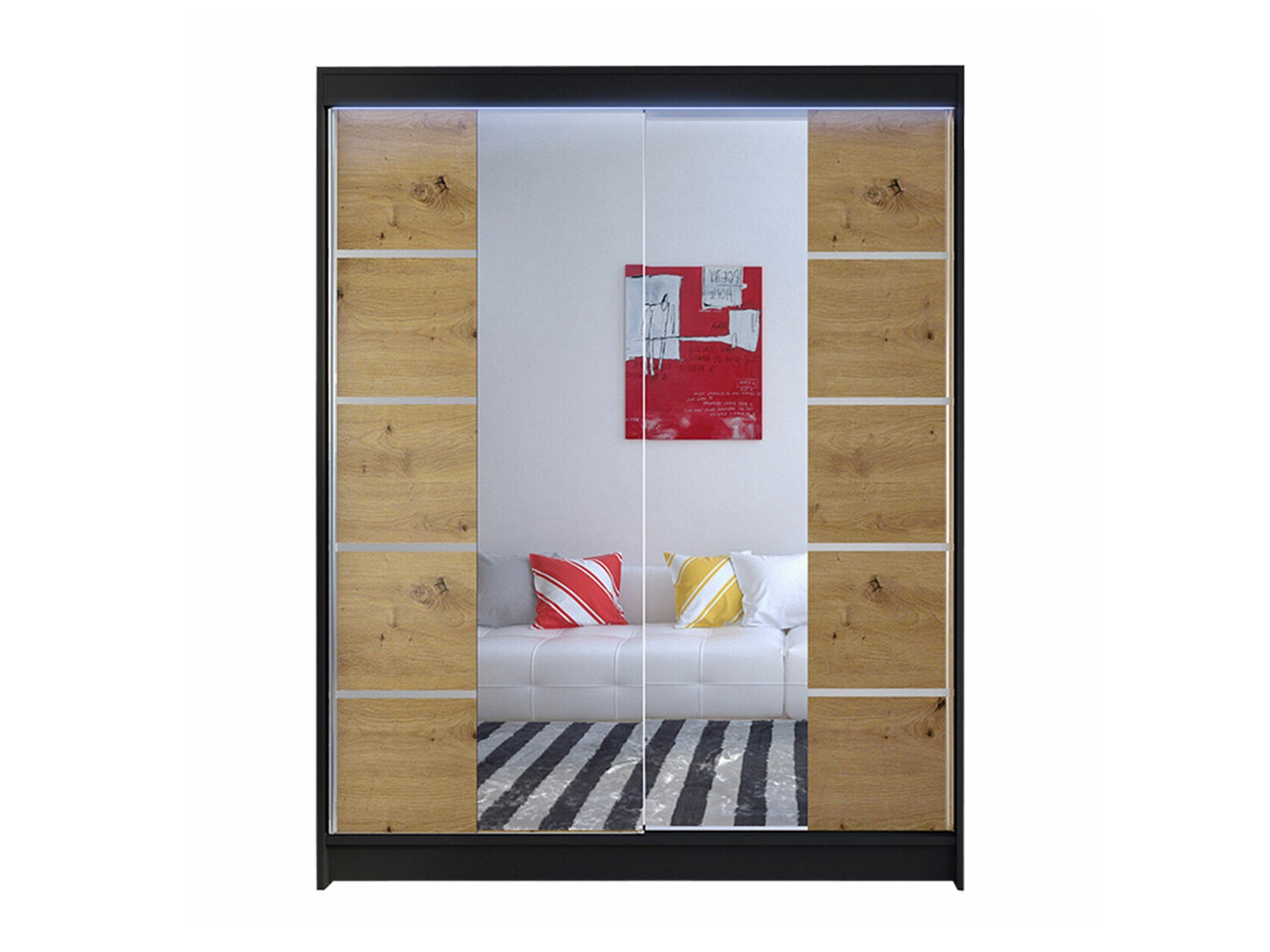 Kleiderschrank Closico Vastor V (Schwarz + Artisan Eichenholzoptik)