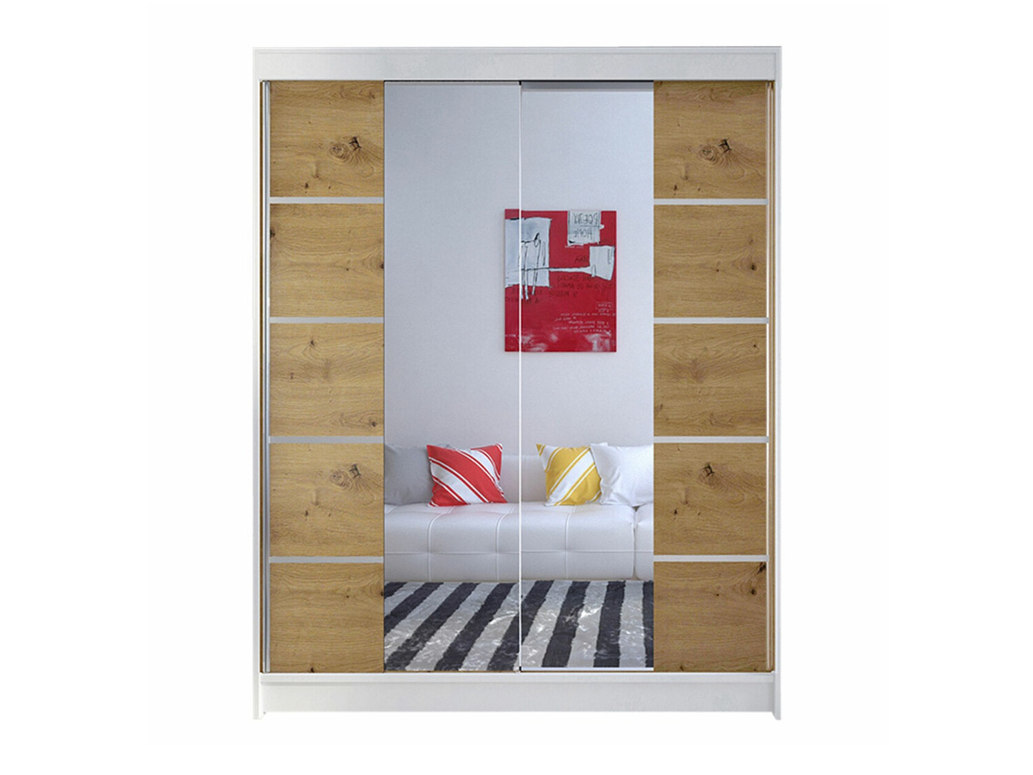 Kleiderschrank Closico Vastor V (Weiss + Artisan Eichenholzoptik)