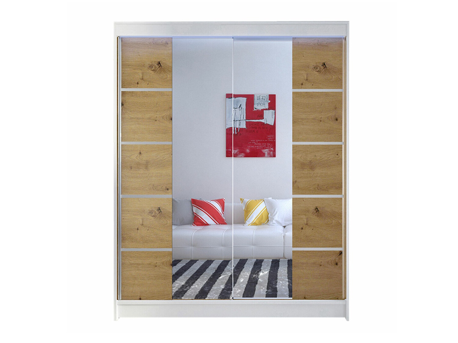 Kleiderschrank Closico Vastor V (Weiss + Artisan Eichenholzoptik)