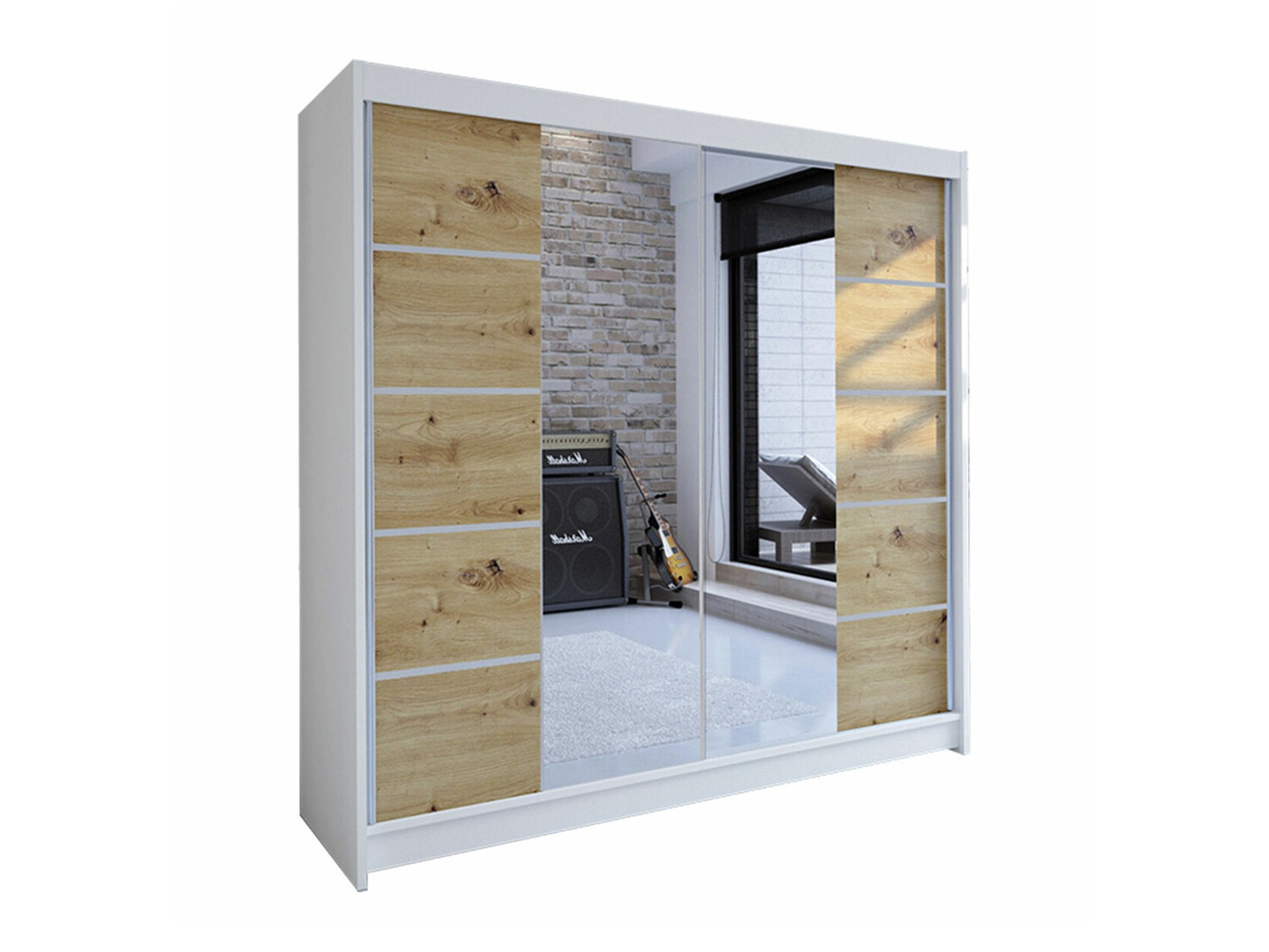 Kleiderschrank Closico Cavaris V (Weiss + Artisan-Eiche)