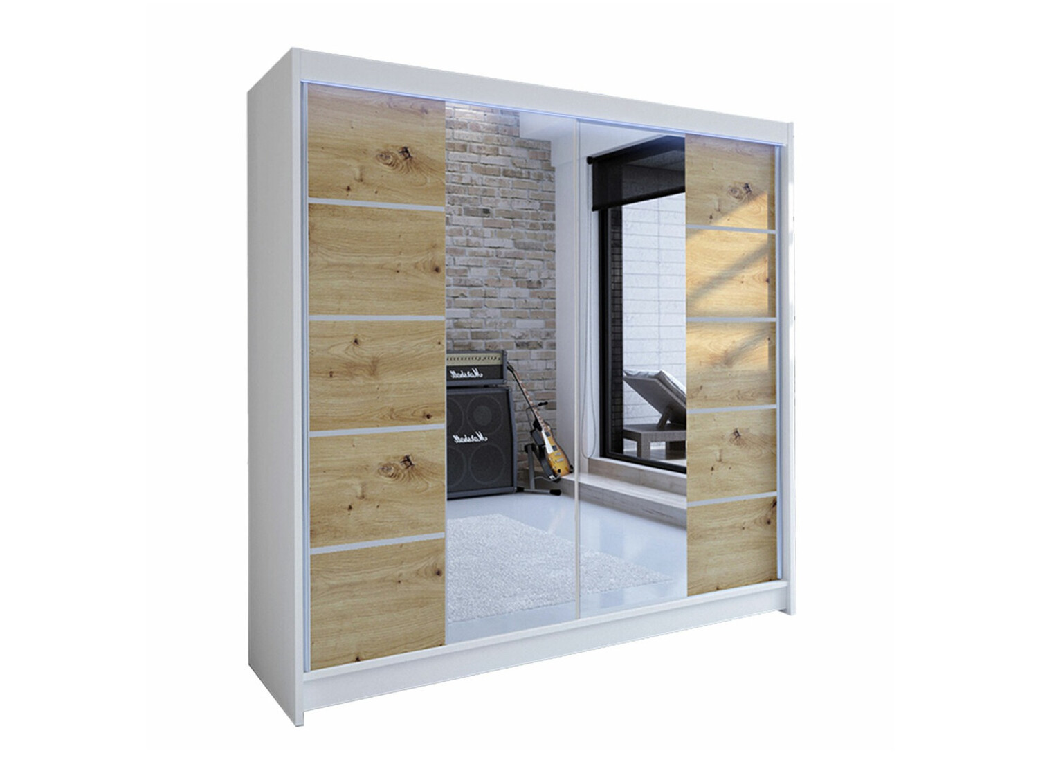 Kleiderschrank Closico Cavaris V (Weiss + Artisan-Eiche)