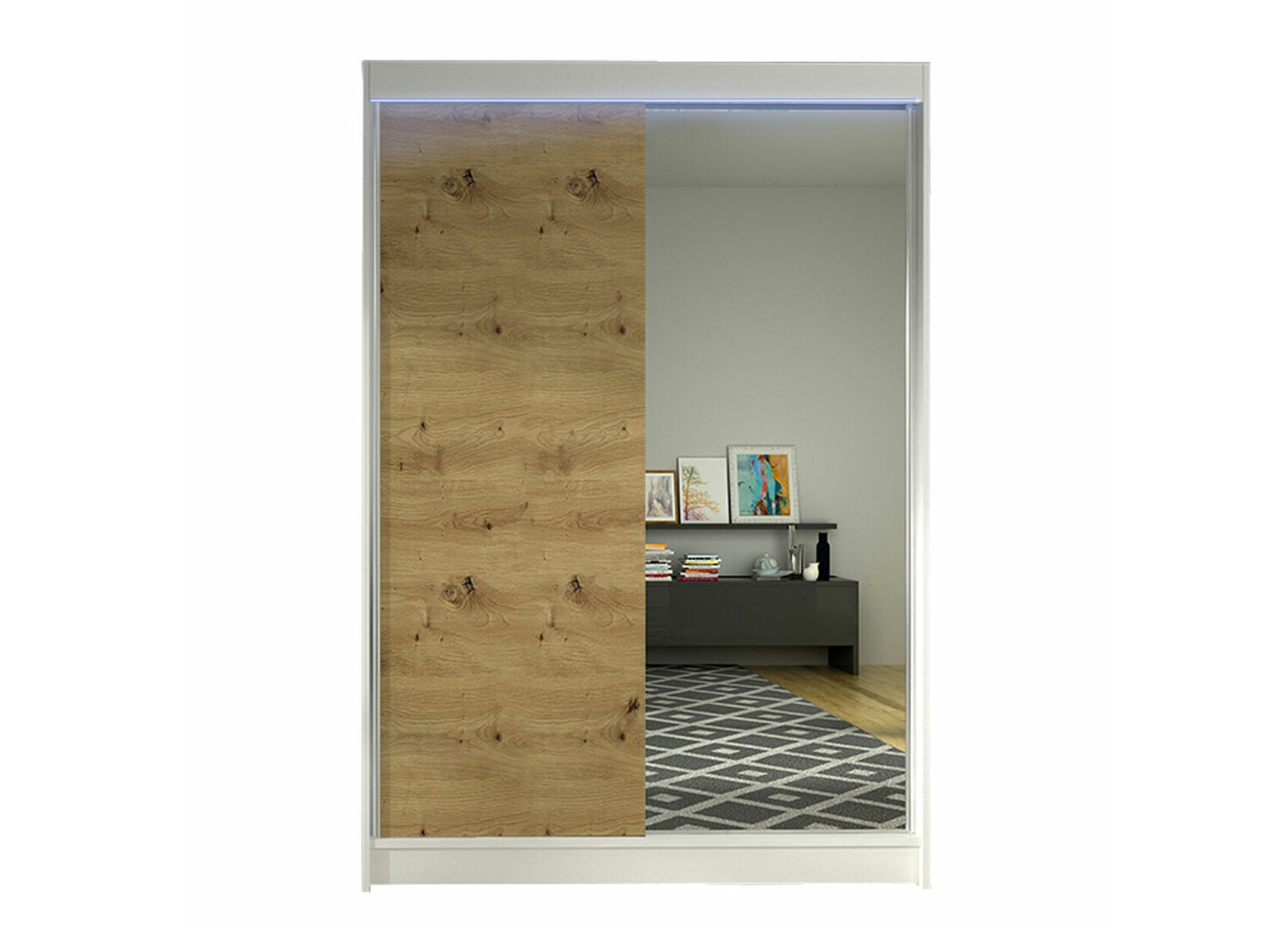 Kleiderschrank Closico Salvor I (Weiss + Artisan Eichenholzoptik)