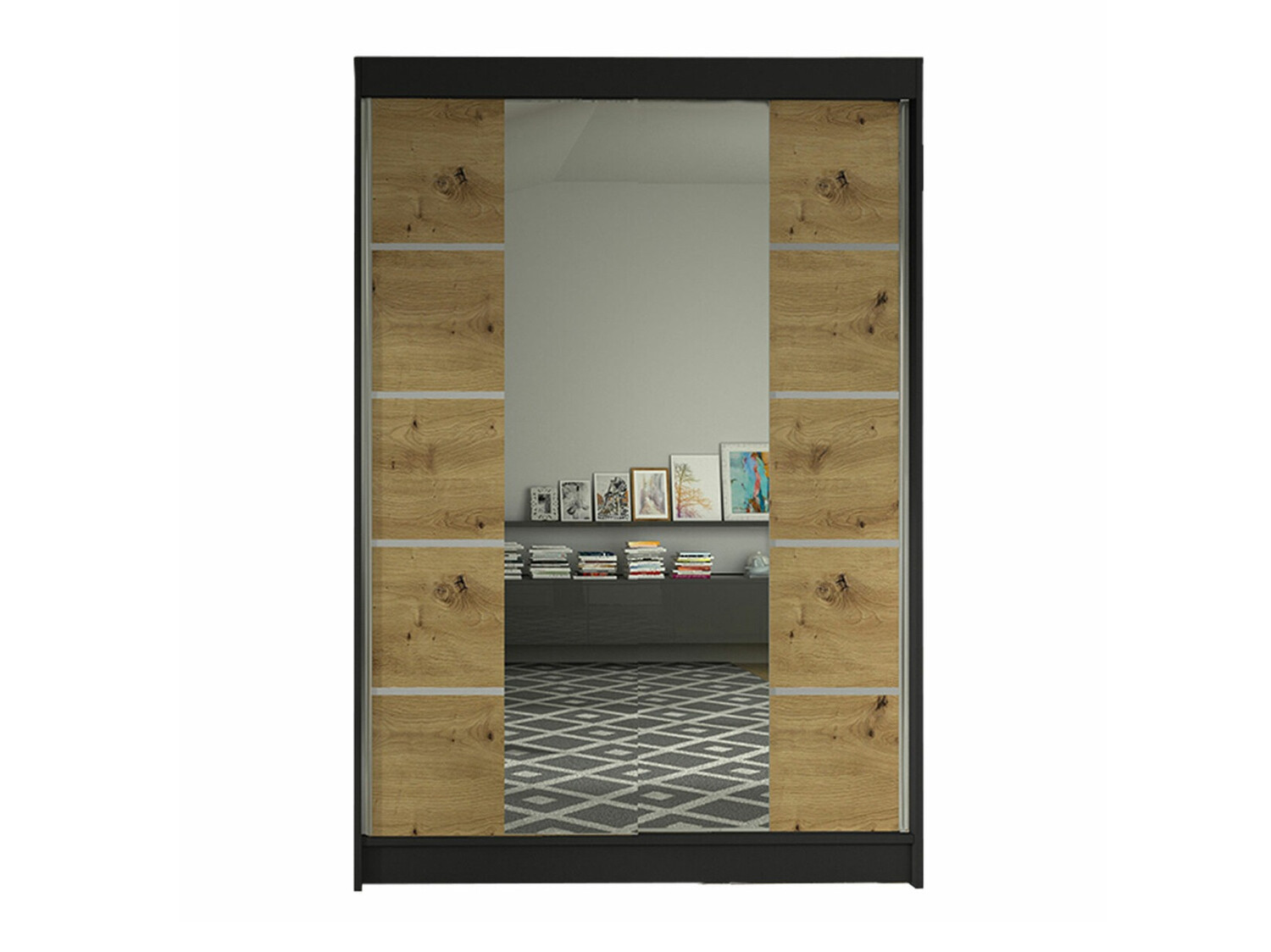 Kleiderschrank Closico Salvor V (Schwarz + Artisan-Eiche)