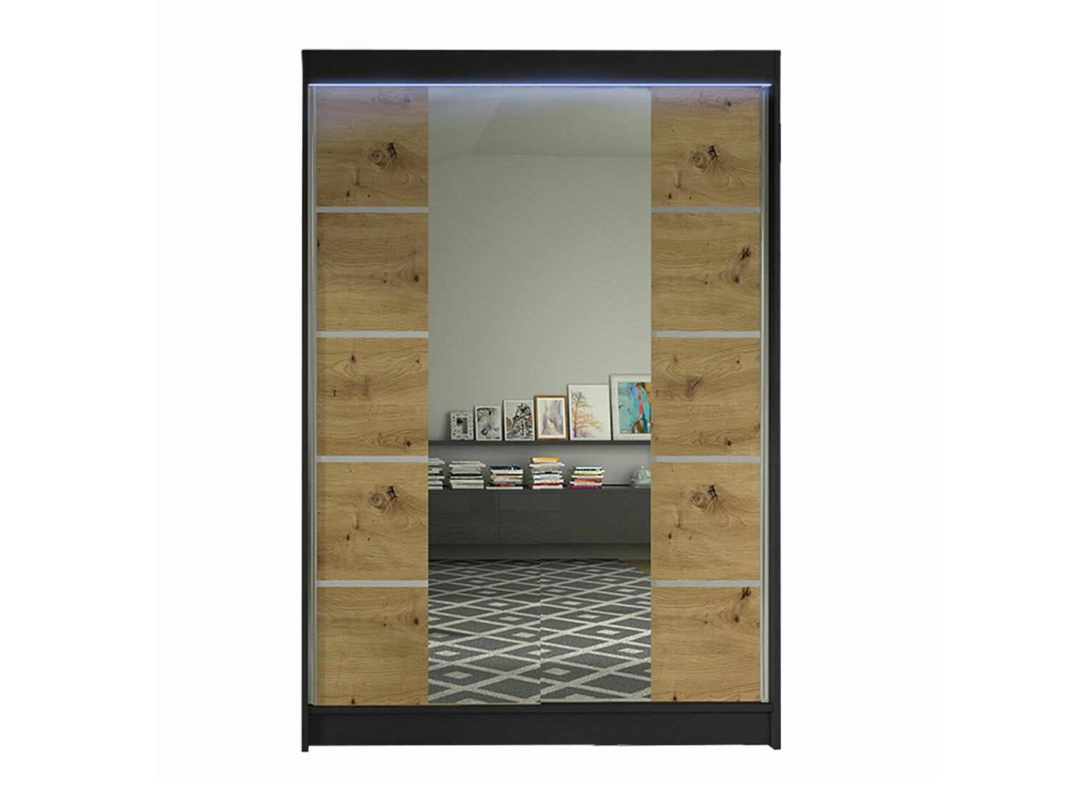 Kleiderschrank Closico Salvor V (Schwarz + Artisan-Eiche)