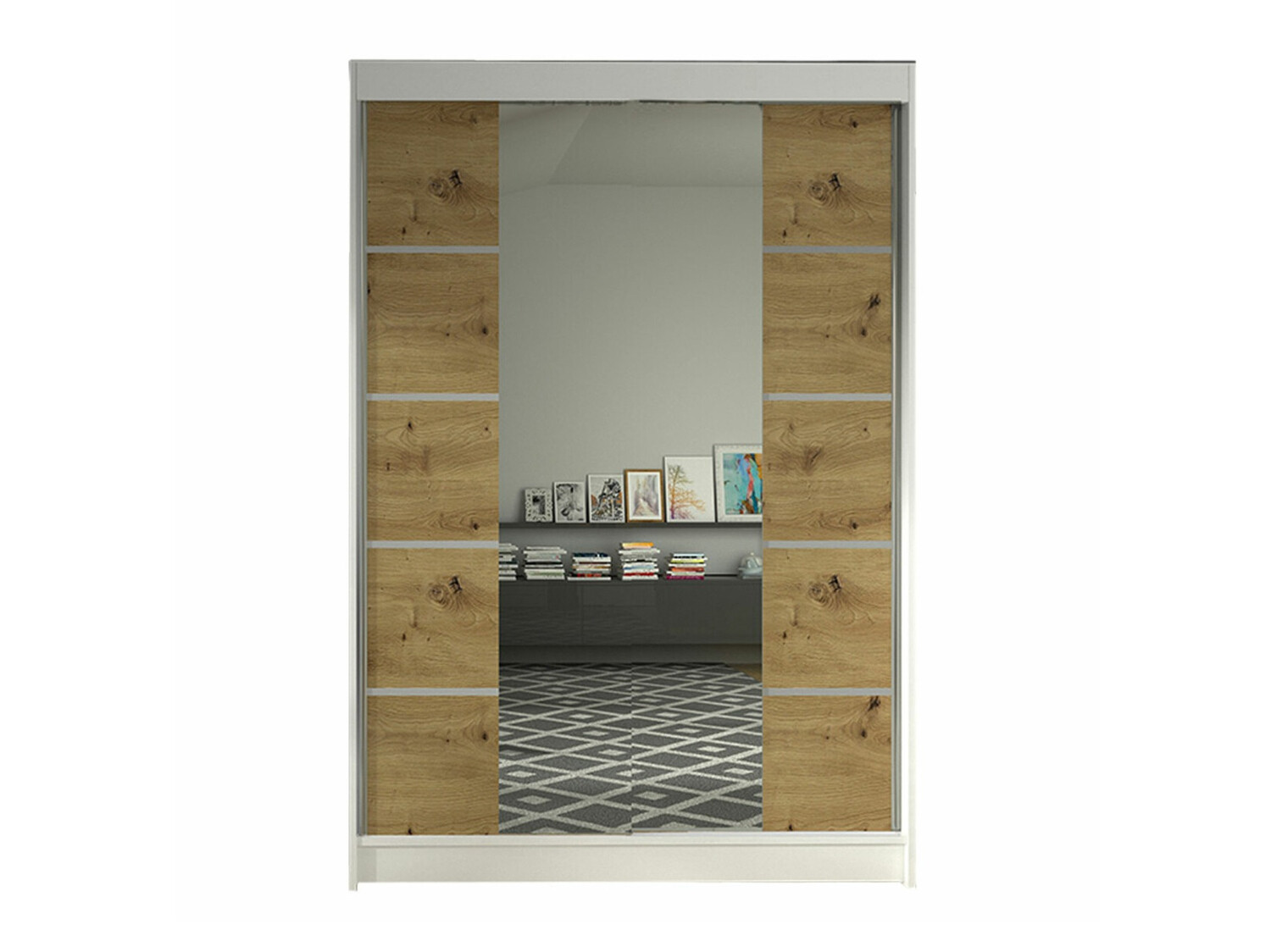 Kleiderschrank Closico Salvor V (Weiss + Artisan Eichenholzoptik)