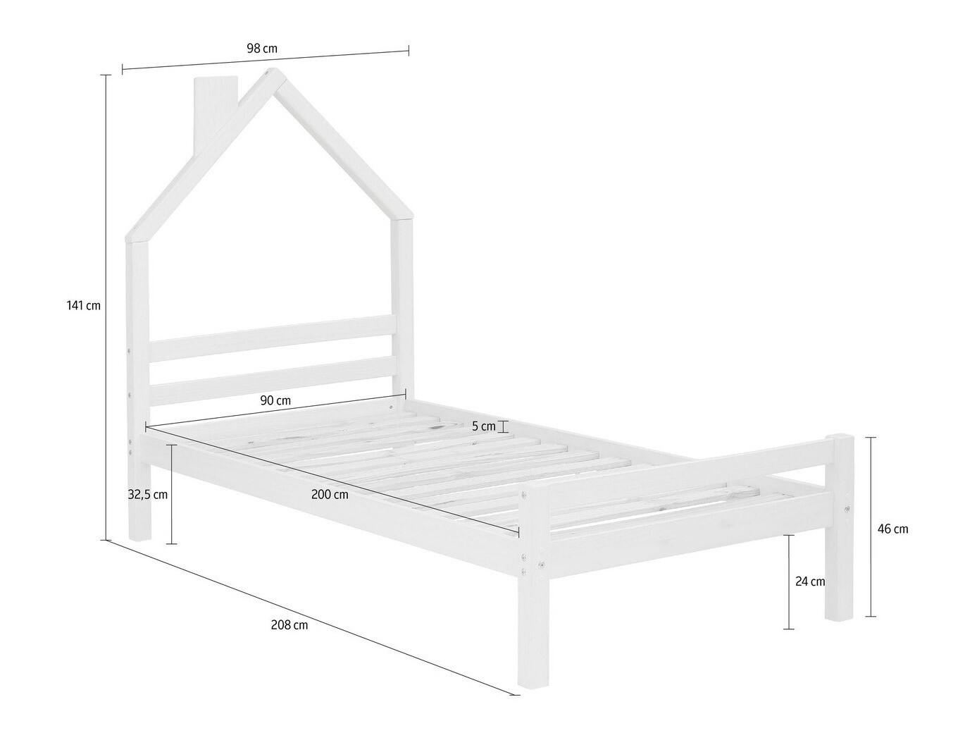 Bett Ruvfiva 110 (Grau)