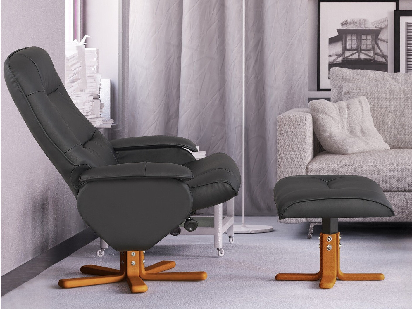 Sessel Denton 293 (Schwarz + Helles Holz)