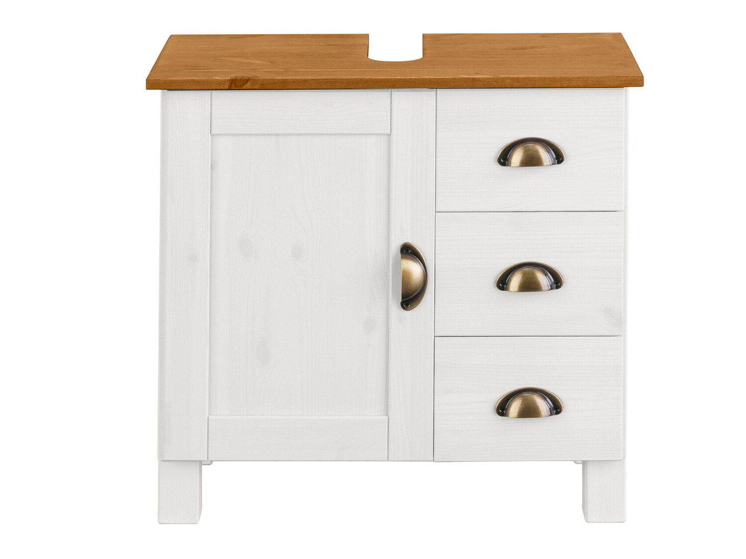 Stehender Badezimmerschrank für ein Waschbecken Serelbu 101 (Weiss + Hellbraun)