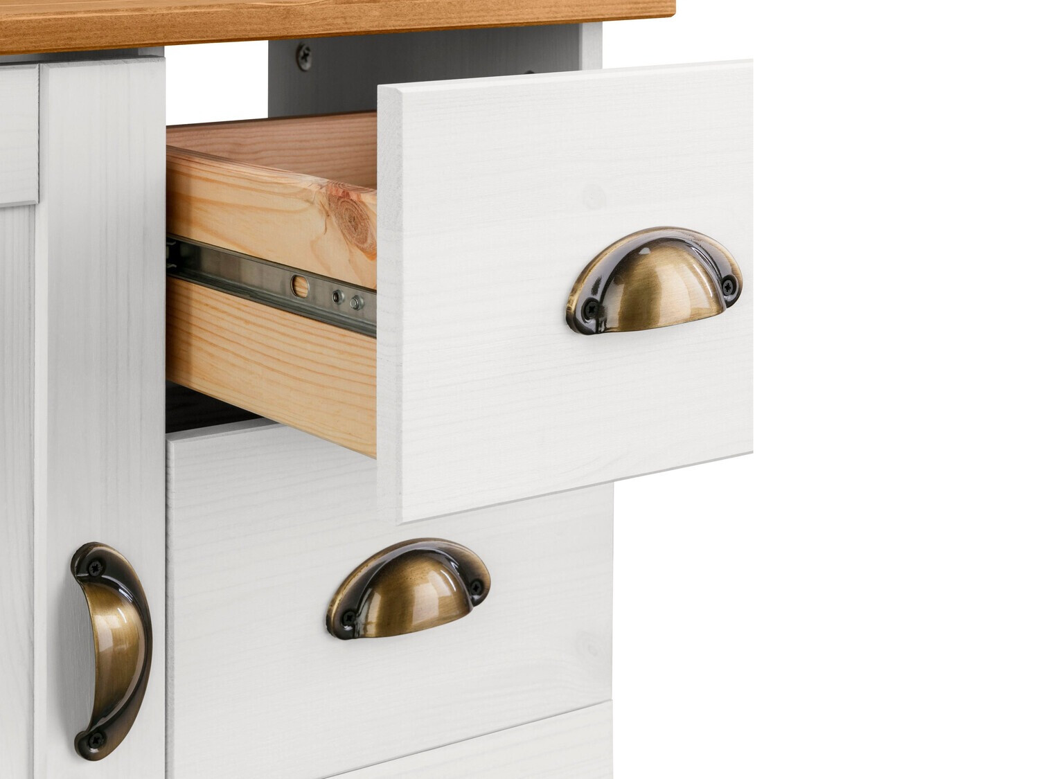 Stehender Badezimmerschrank für ein Waschbecken Serelbu 101 (Weiss + Hellbraun)