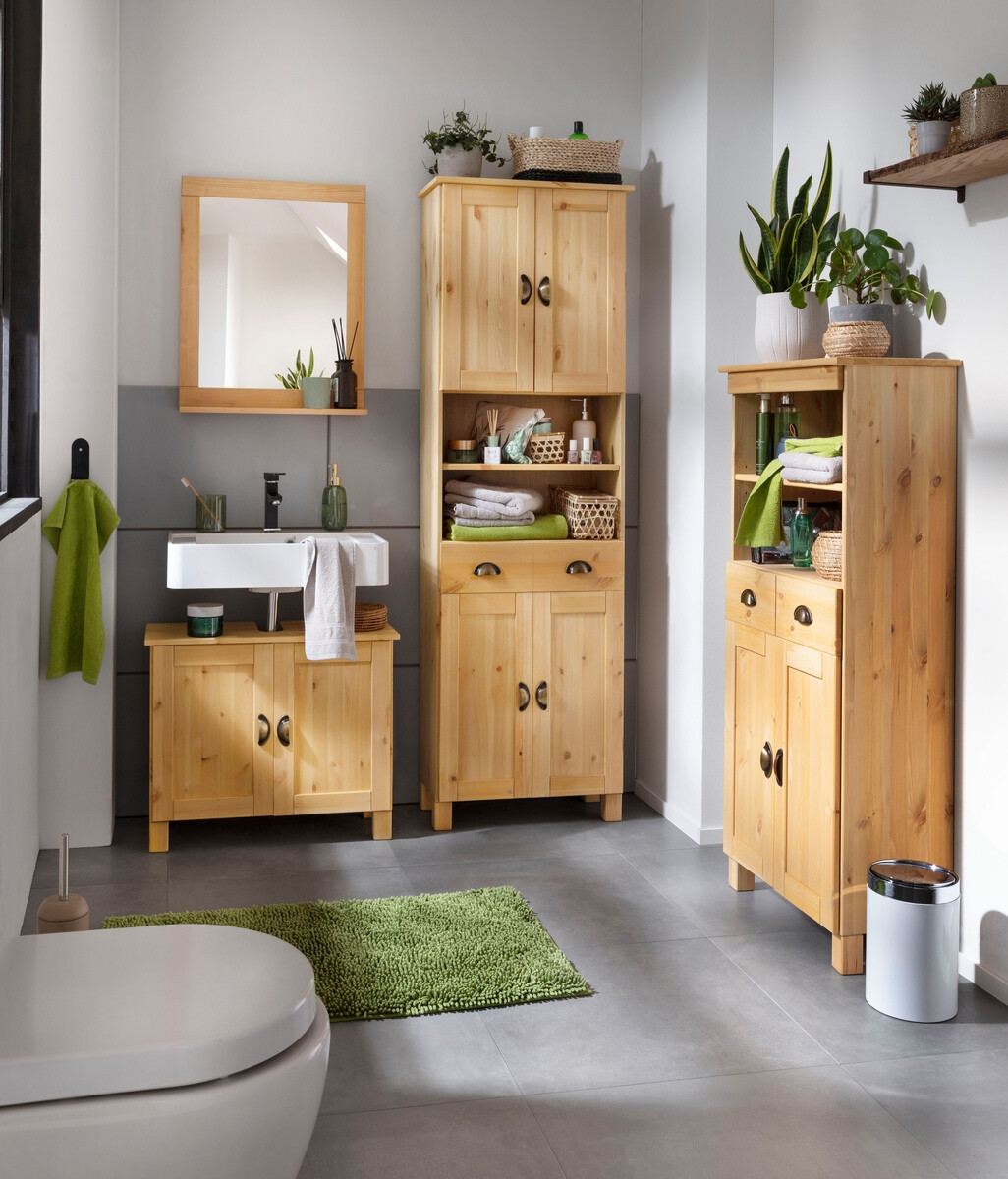 Stehender Badezimmerschrank für ein Waschbecken Serelbu 103 (Kiefernholzoptik)