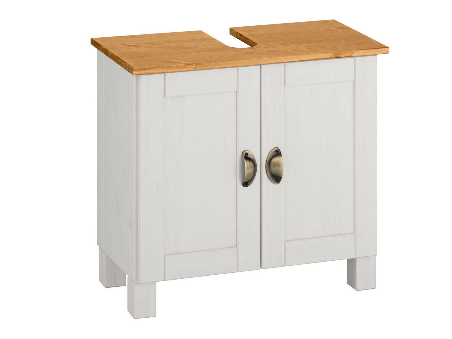 Stehender Badezimmerschrank für ein Waschbecken Serelbu 103 (Weiss + Hellbraun)