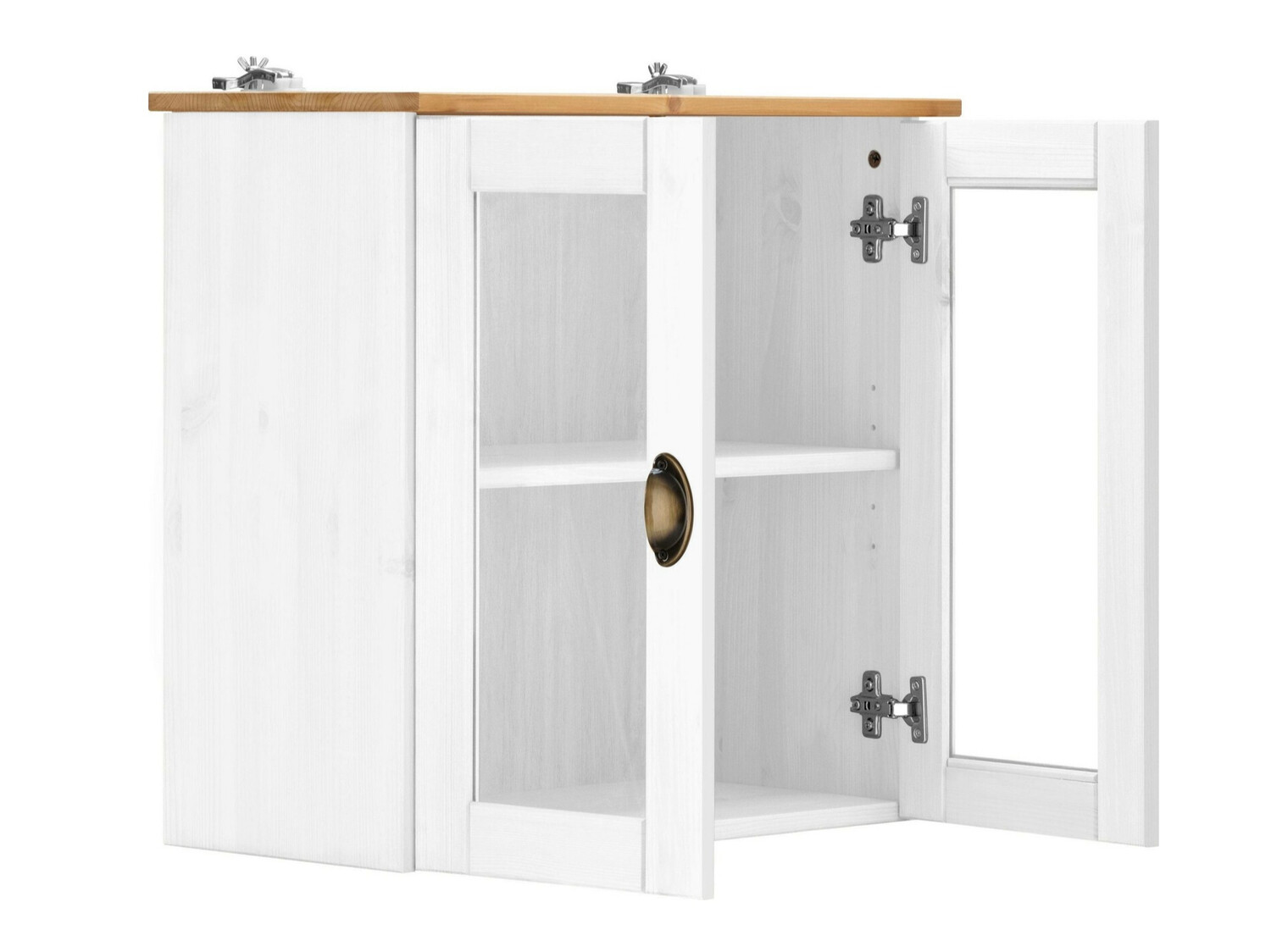 Wandhängeschrank für Badezimmer Serelbu 102 (Weiss + Hellbraun)