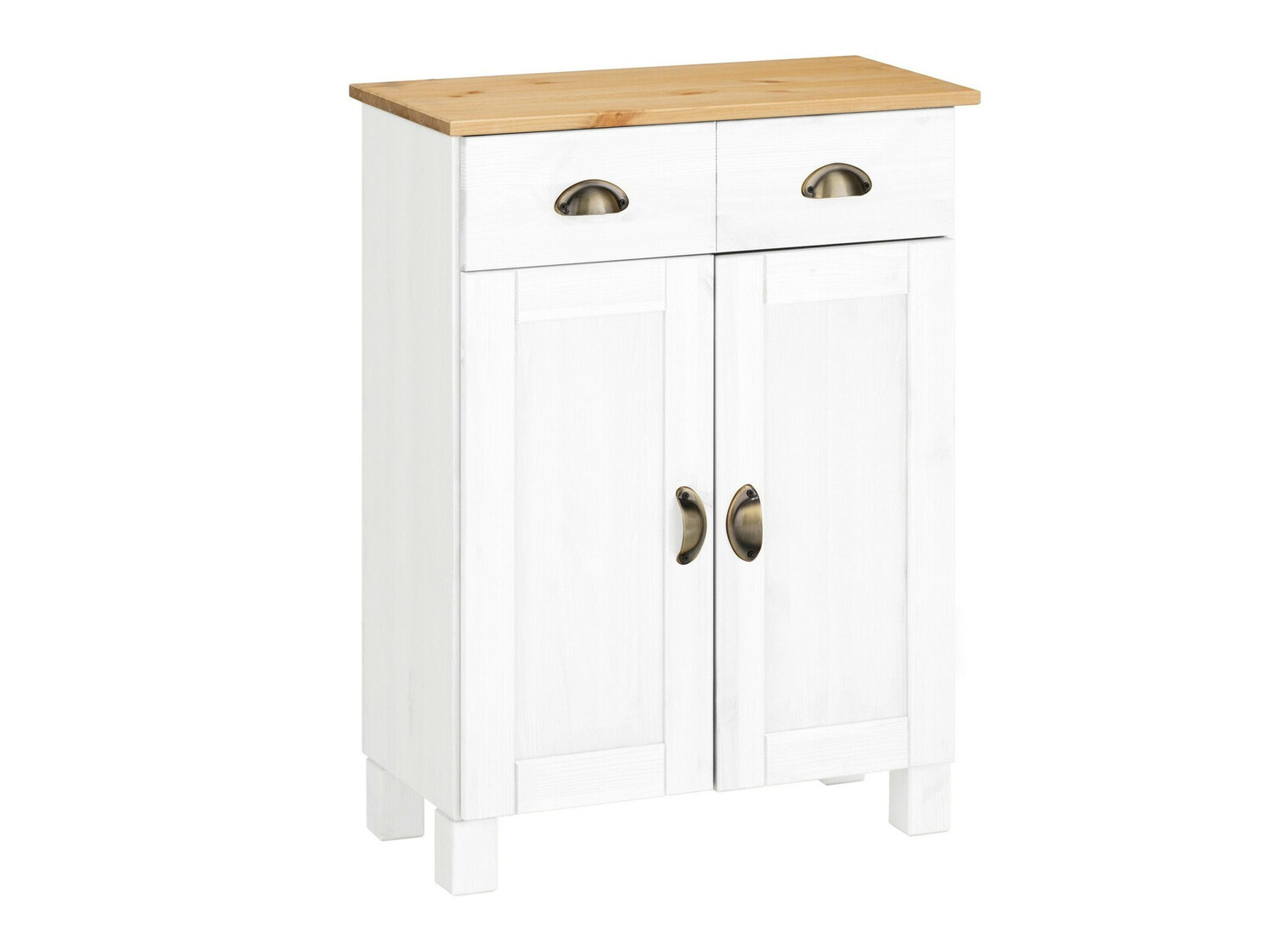 Stehender Badezimmerschrank Serelbu 104 (Weiss + Hellbraun)