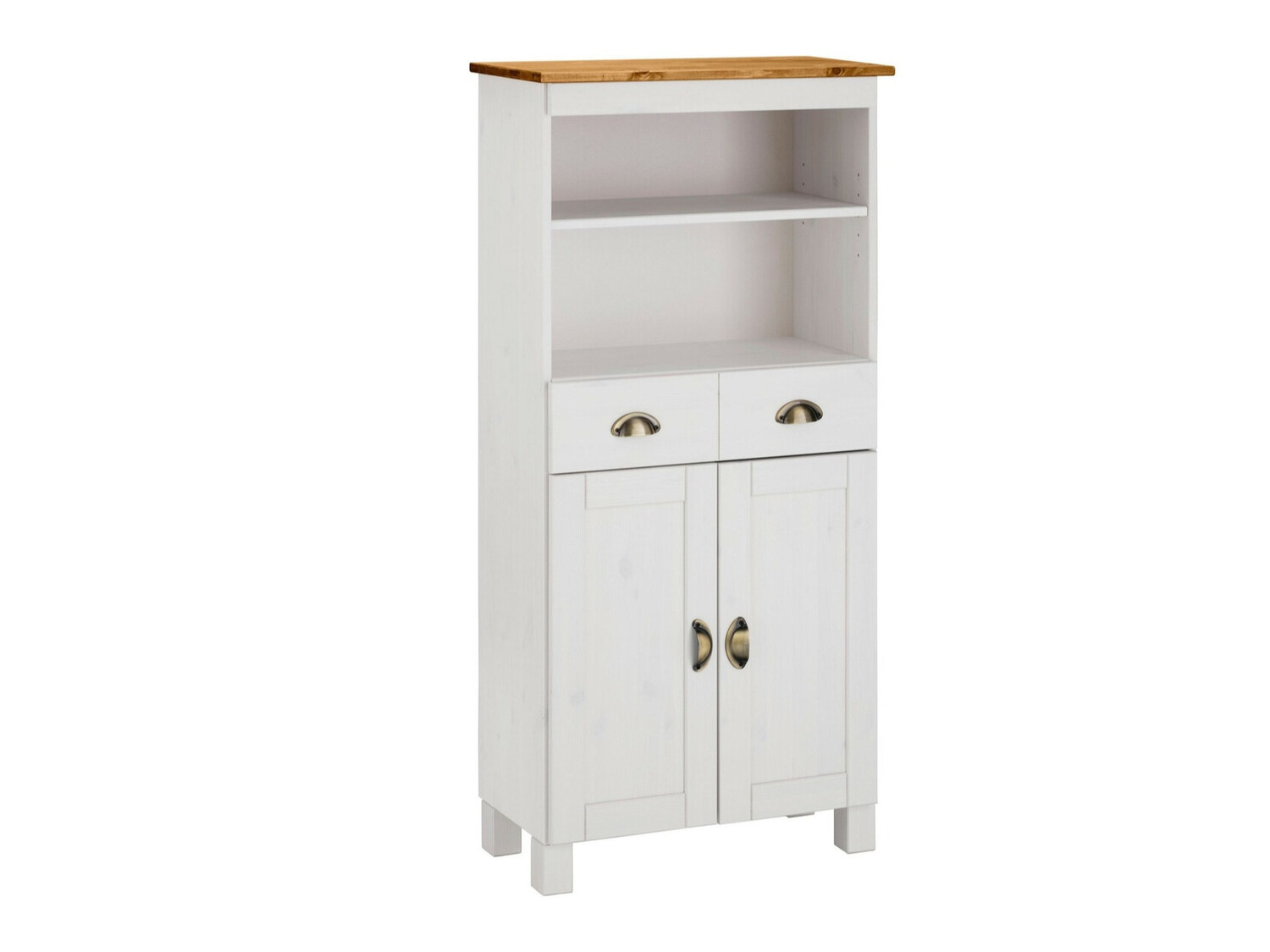 Stehender Badezimmerschrank Serelbu 105 (Weiss + Hellbraun)