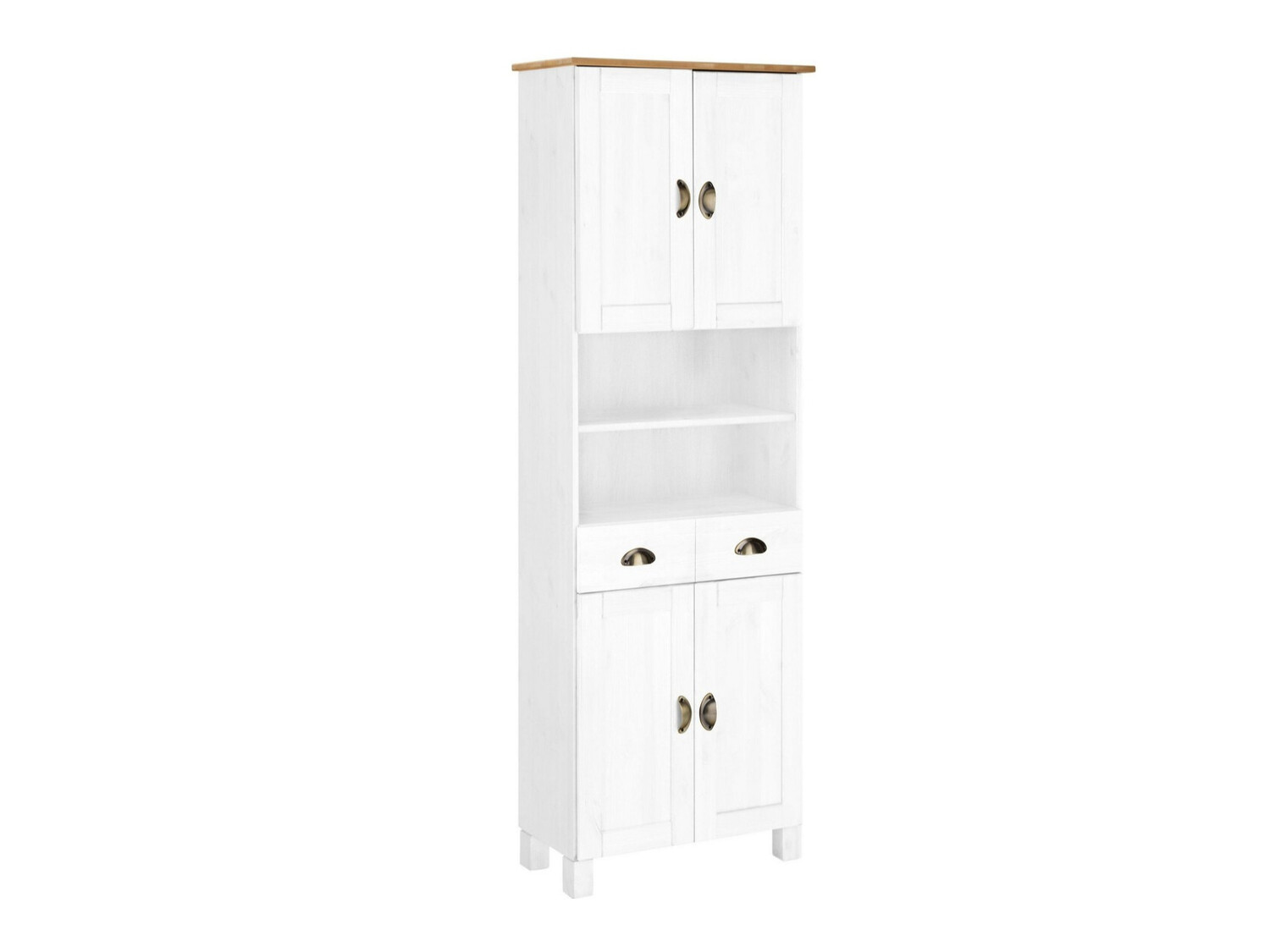 Stehender Badezimmerschrank Serelbu 106 (Weiss + Hellbraun)