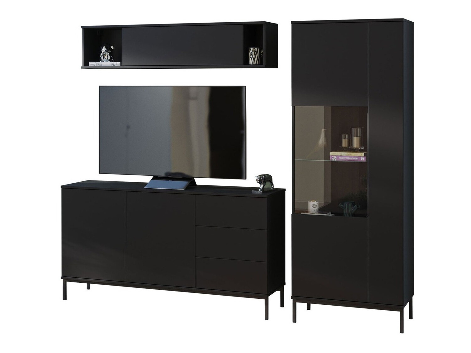 Wohnzimmer-Set Lomsore 110 (Schwarz)