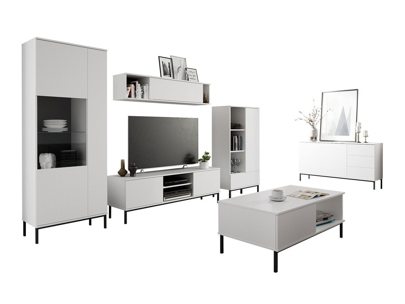 Wohnzimmer-Set Lomsore 107 (Weiss)