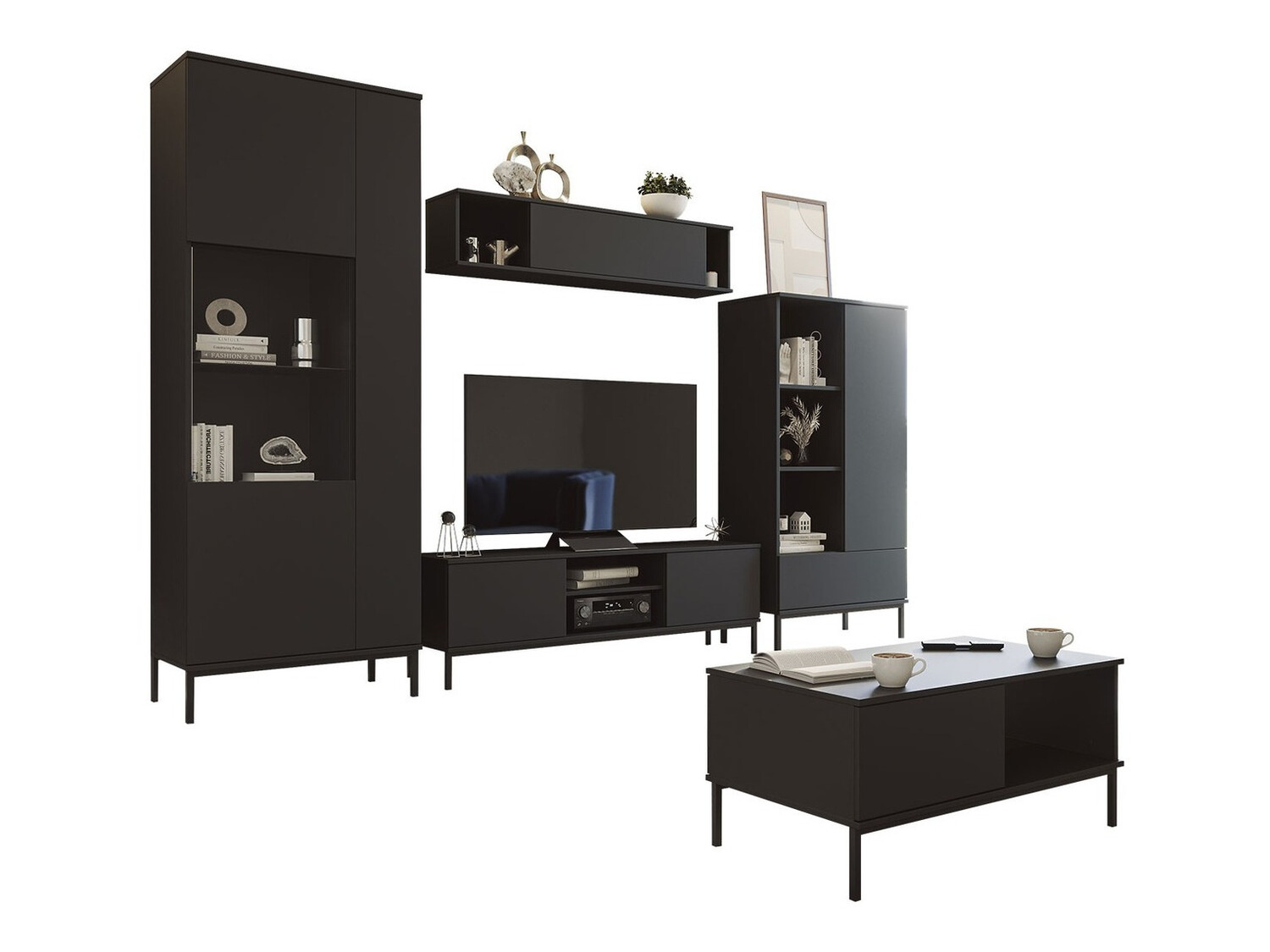 Wohnzimmer-Set Lomsore 108 (Schwarz)