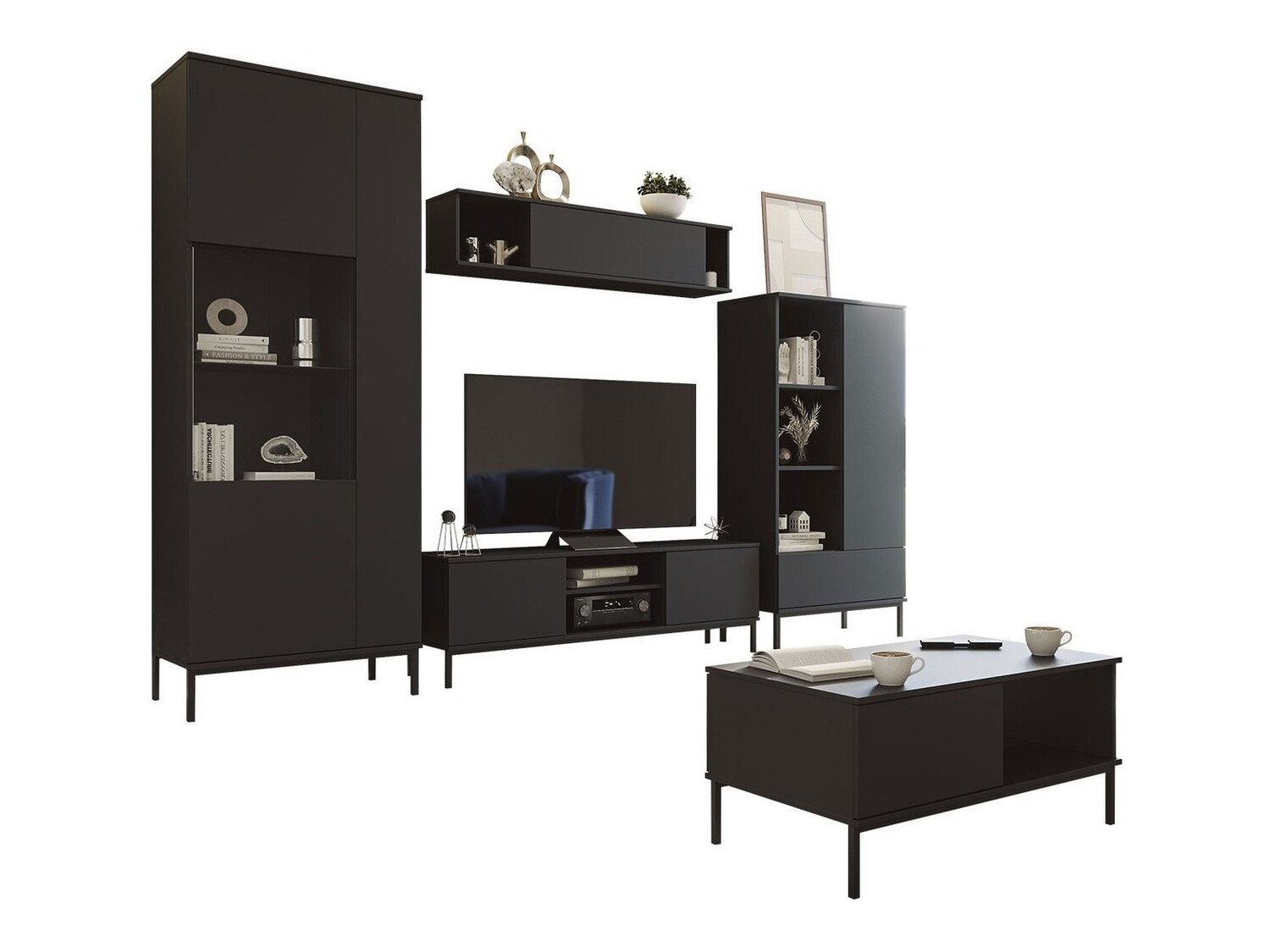 Wohnzimmer-Set Lomsore 108 (Schwarz)