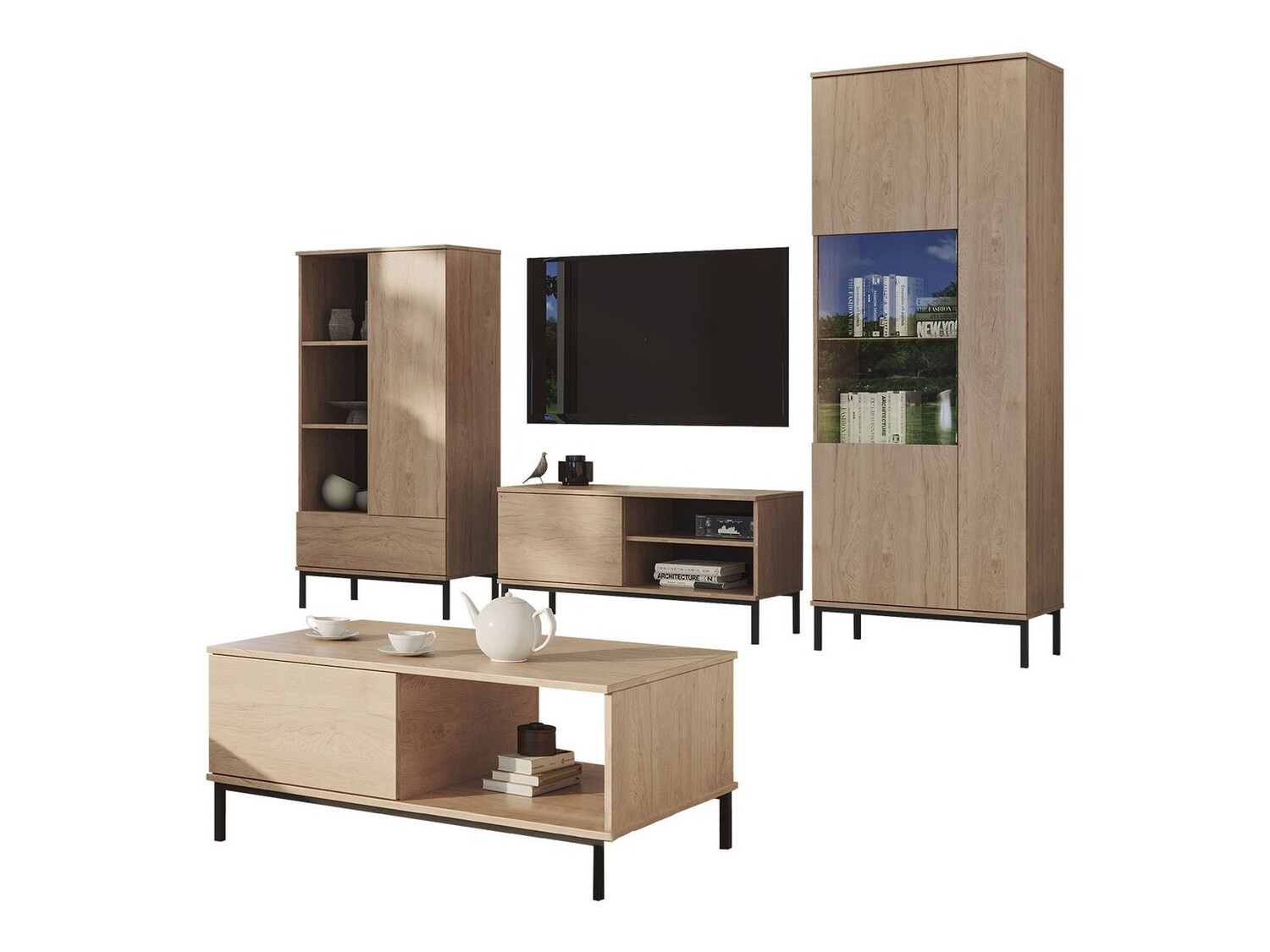 Wohnzimmer-Set Lomsore 109 (Helles Holz)