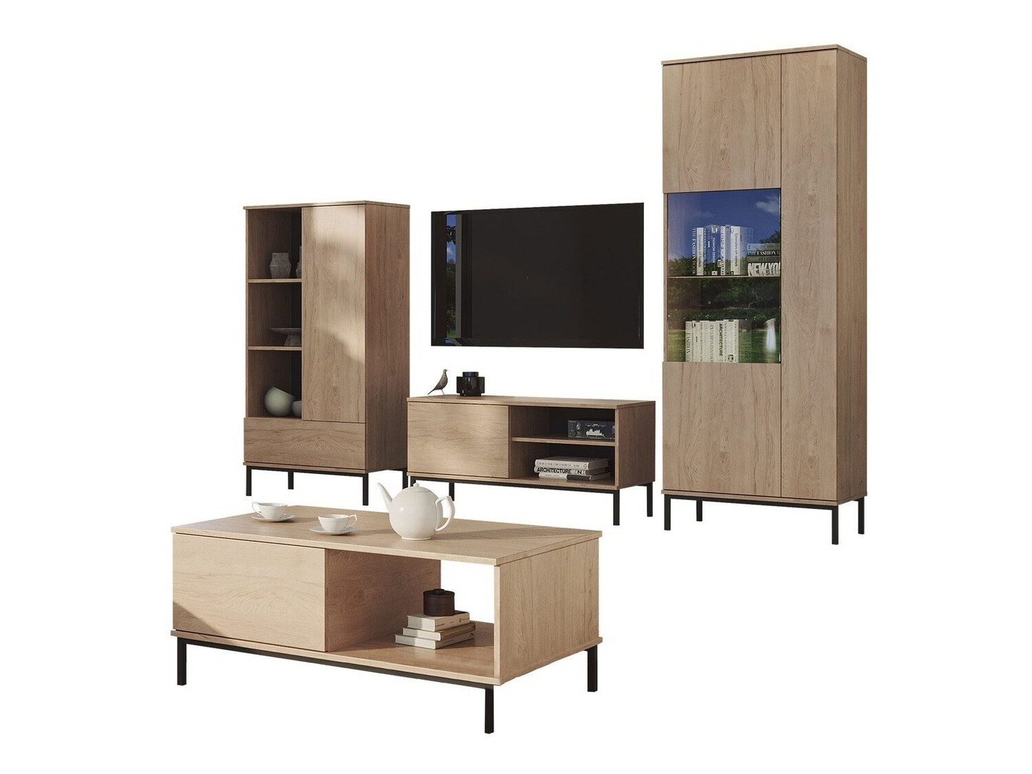 Wohnzimmer-Set Lomsore 109 (Helles Holz)