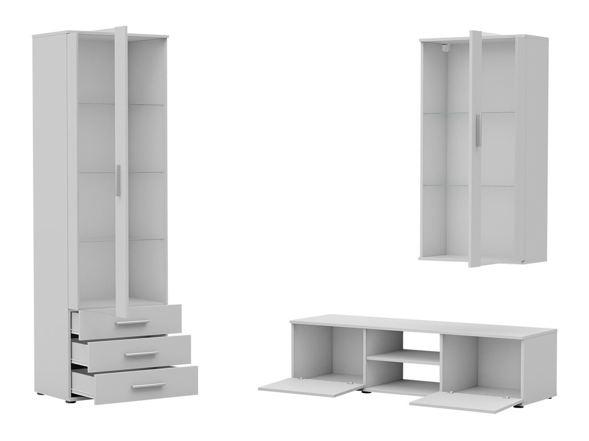 Wohnzimmer-Set Tornola 114 (Weiss + Weiss glänzend)